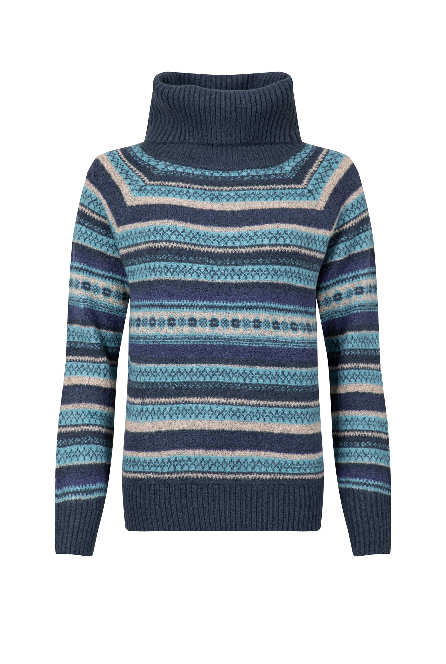 Weird Fish Annecy Fair Isle Roll Neck Jumper Navy