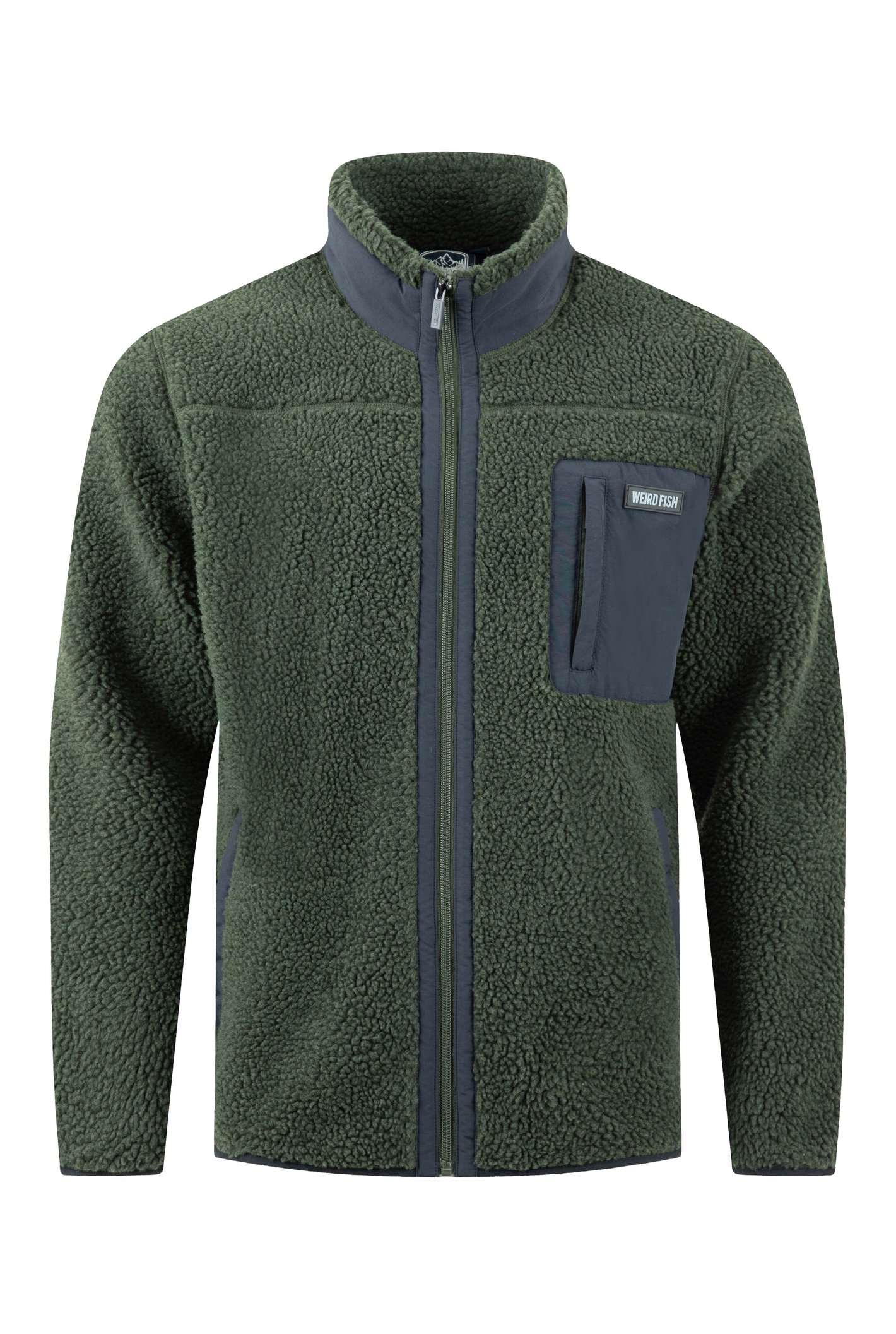 Weird Fish Fletcher Full Zip Borg Fleece Deep Lichen Green