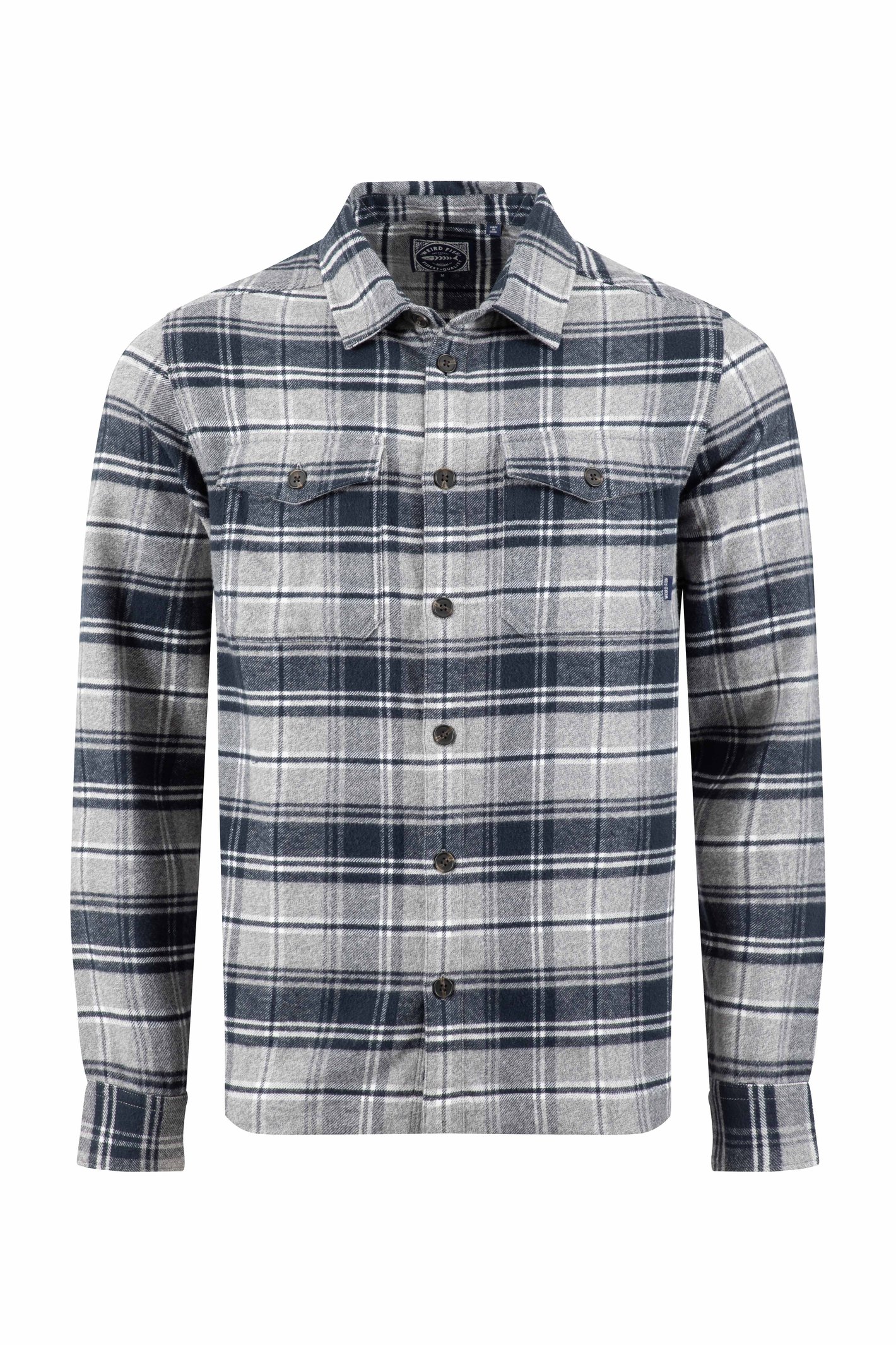 Weird Fish Bosco Check Over Shirt Grey