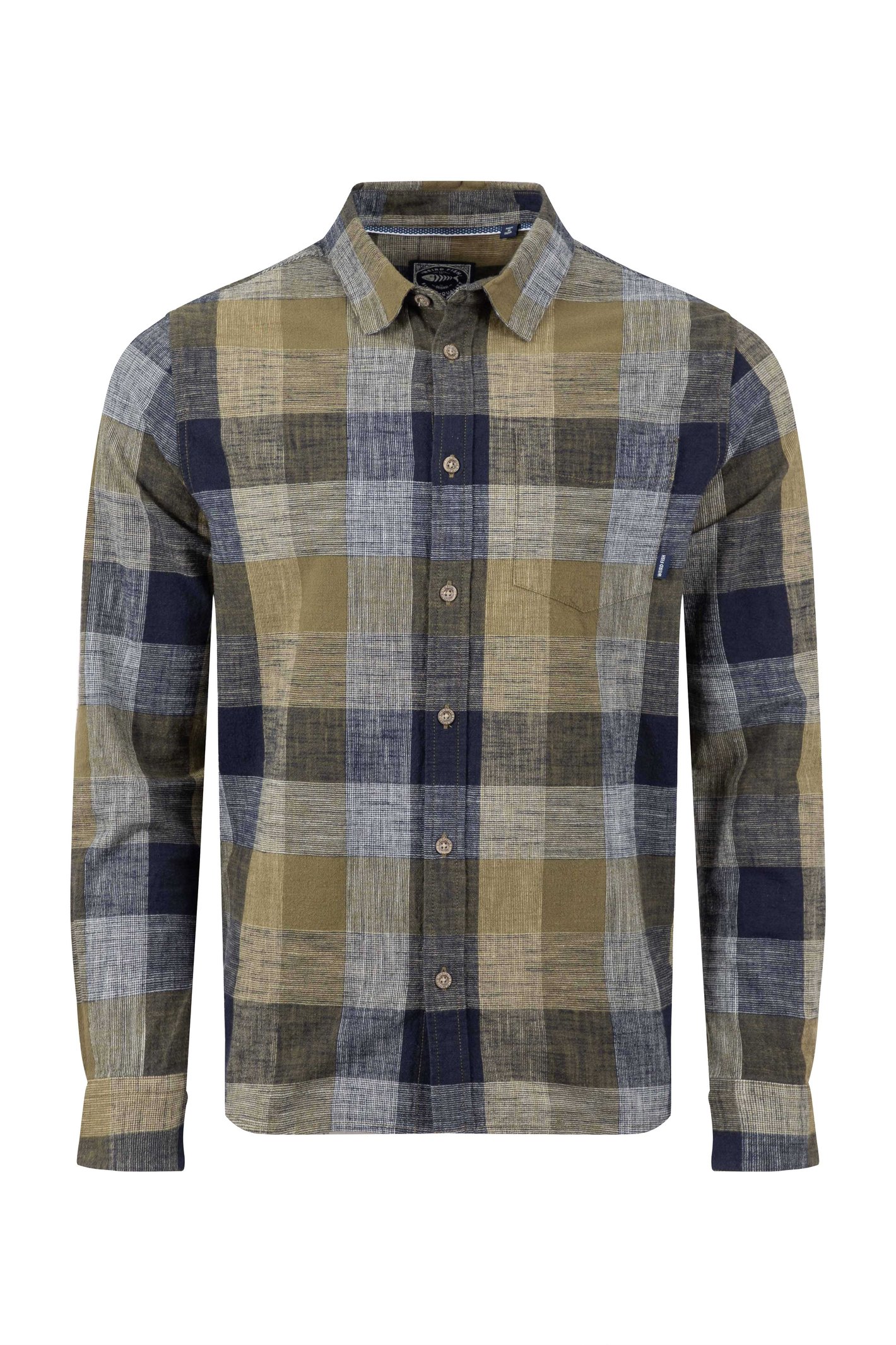 Weird Fish Sode Organic Cotton Brushed Long Sleeve Check Shirt Green