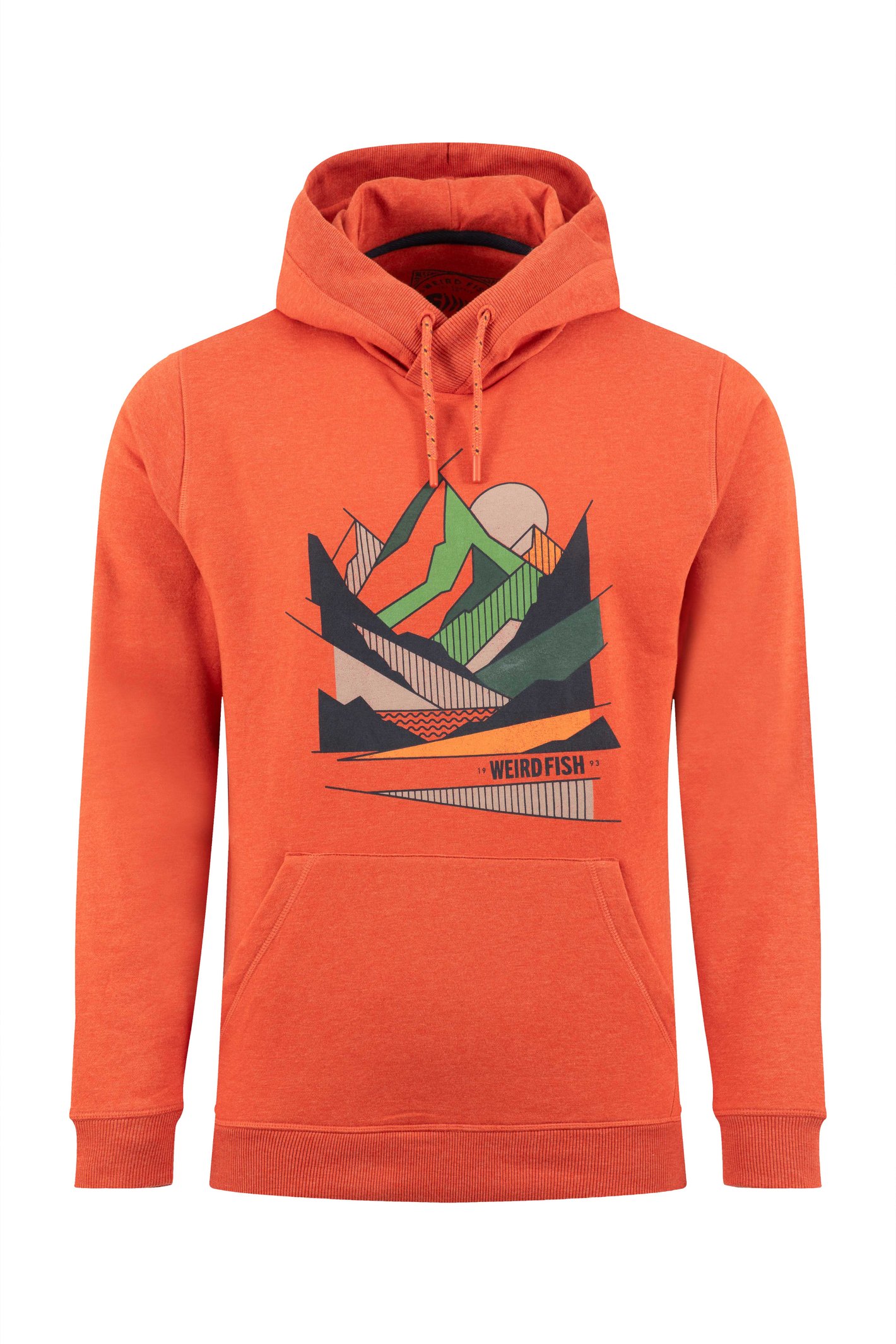 Weird Fish Bryant Front Print Graphic Popover Hoodie Rust Leaves