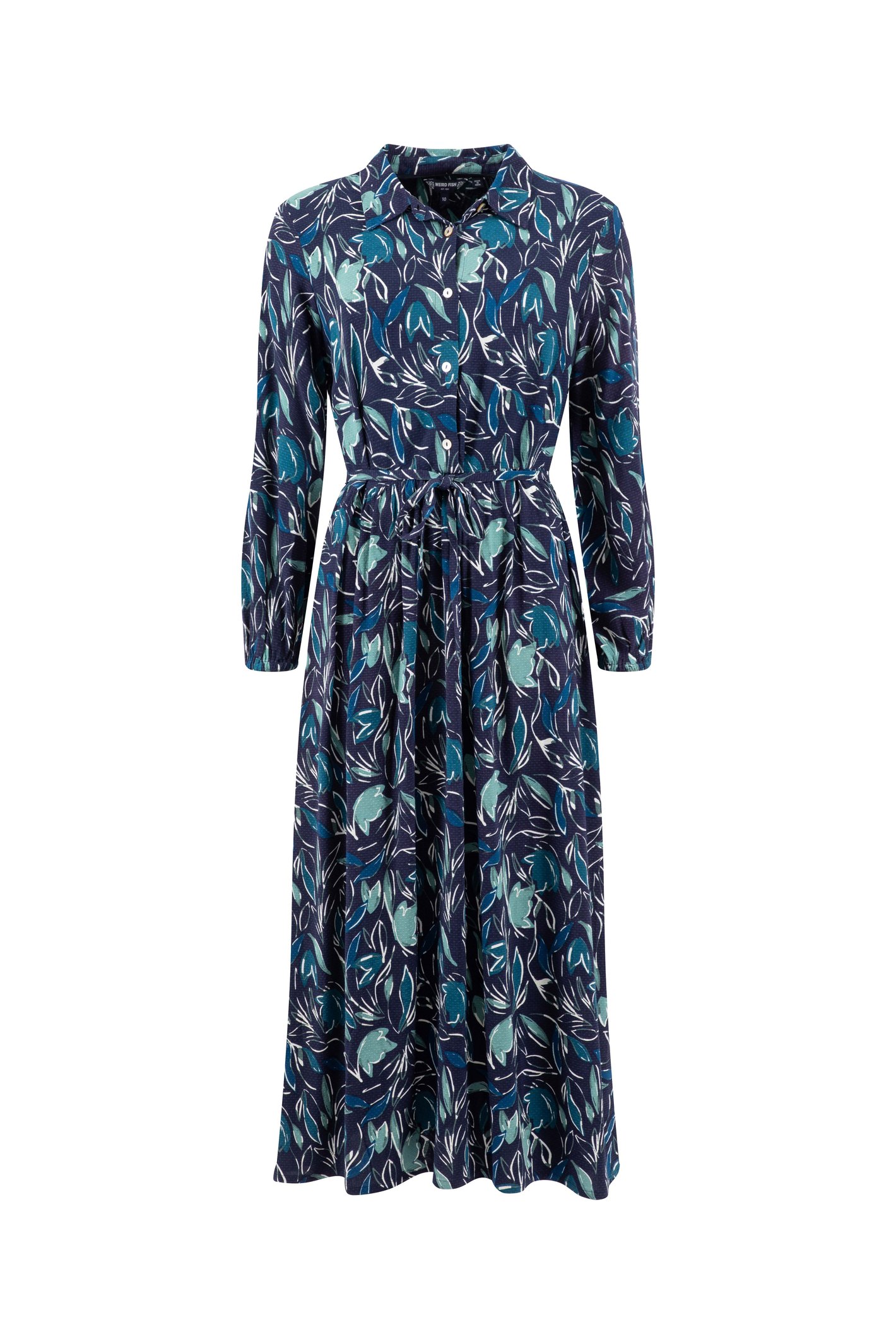 Weird Fish Steffan Printed Maxi Shirt Dress Estate blue