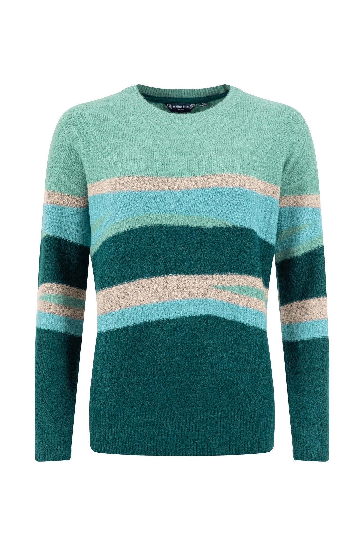 Weird Fish Chiltern Intarsia Knitted Jumper Deep Teal