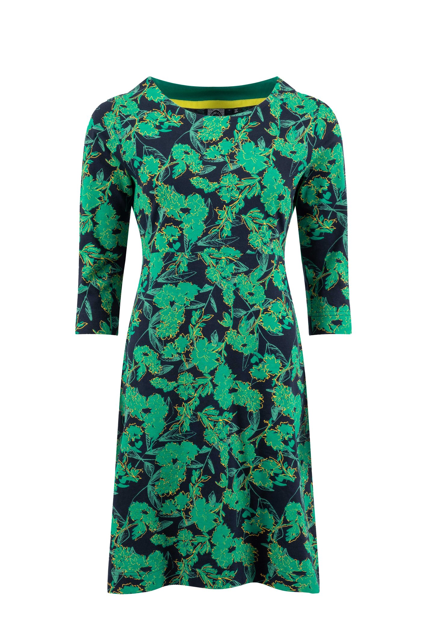 Weird Fish Shafika Organic Cotton Printed Jersey Dress Night Blue
