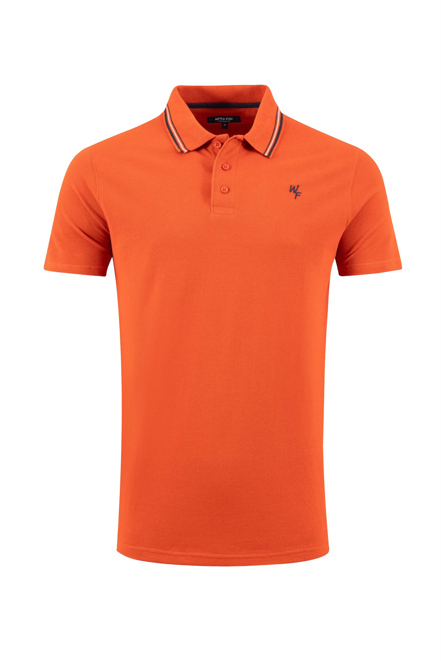 Weird Fish Dylan Organic Cotton Tipped Collar Polo Shirt Rust Leaves