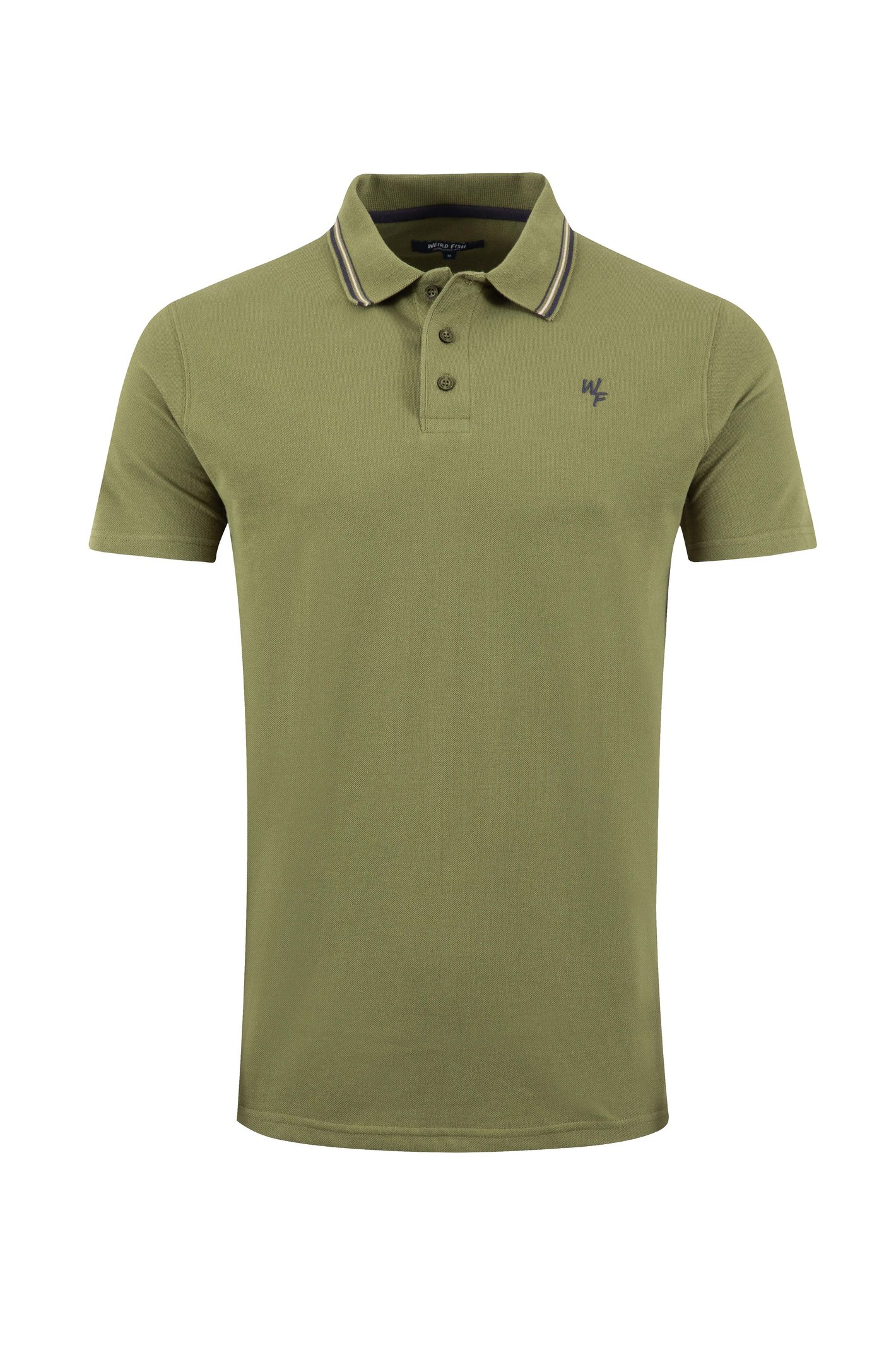 Weird Fish Dylan Organic Cotton Tipped Collar Polo Shirt Winter Green