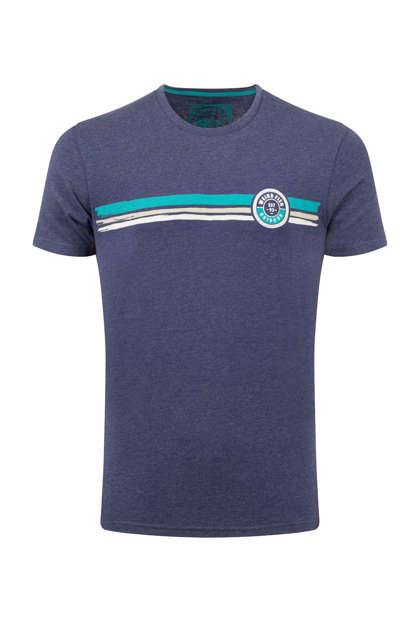 Weird Fish Wave Stripe  Graphic Tee Dark Blue Size XL