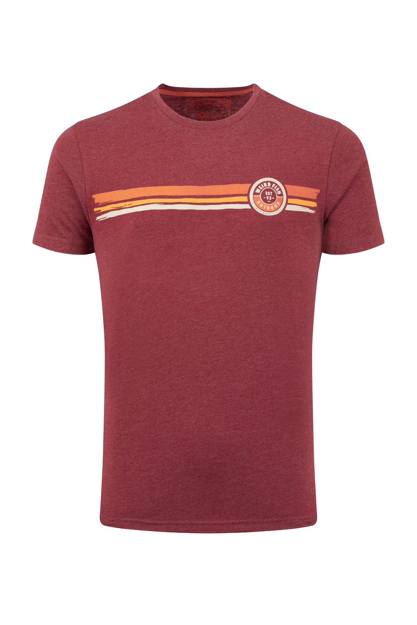 Weird Fish Wave Stripe  Graphic Tee Garnet Size XL