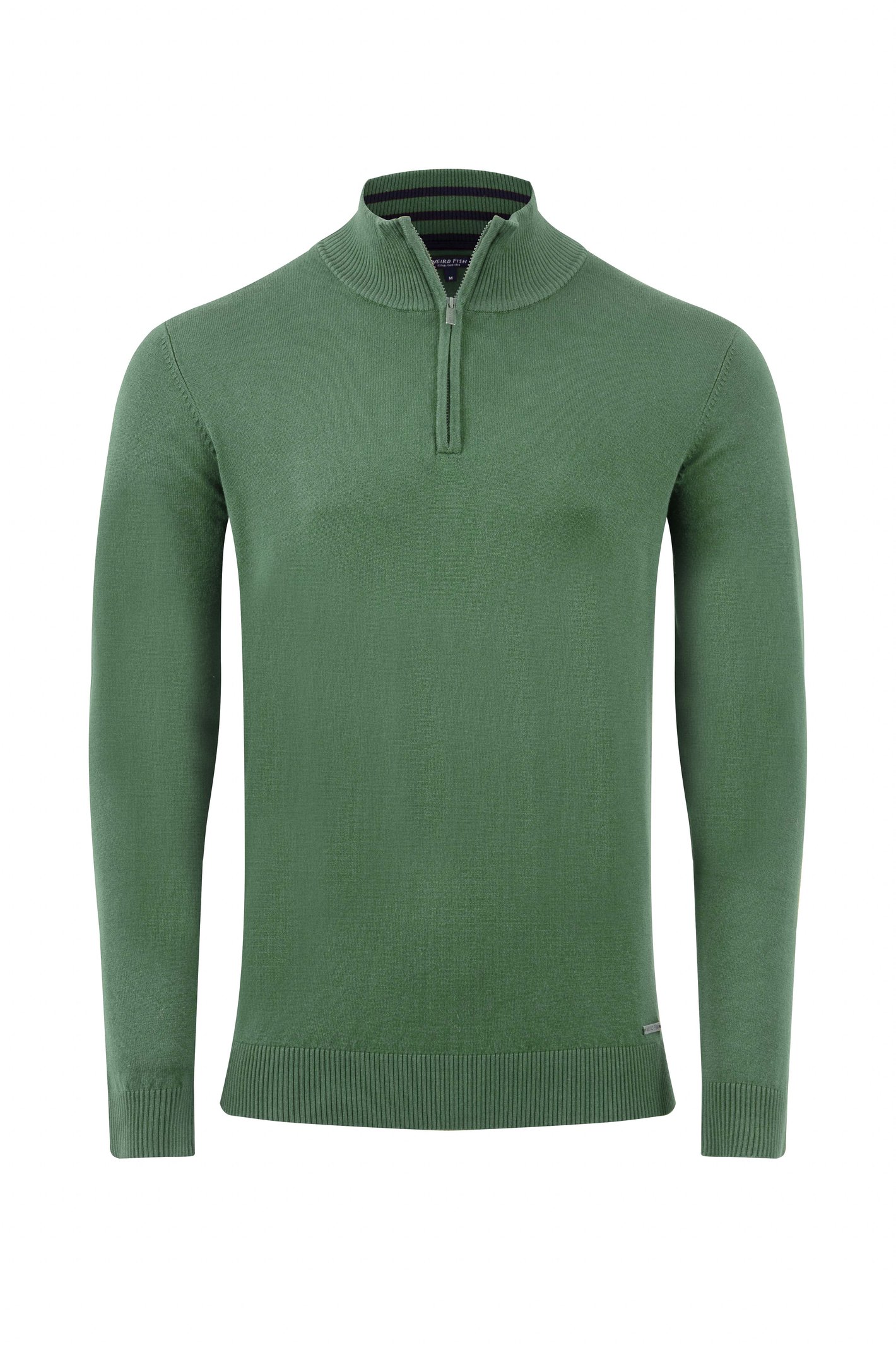 Weird Fish Frederick 1/4 Zip Fine Knit Jumper Army Green