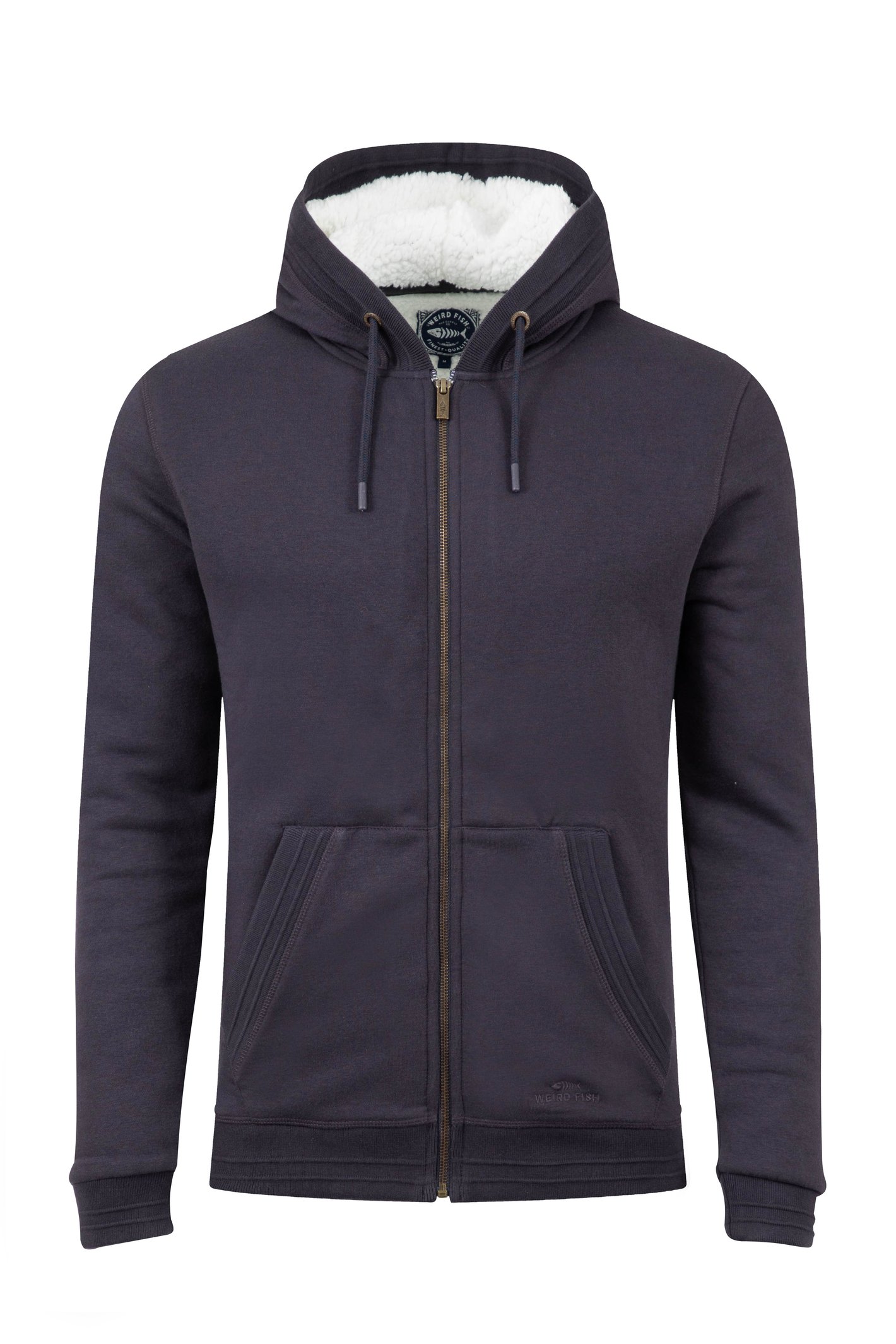 Weird Fish Camborne Borg Lined Full Zip Hoodie Midnight