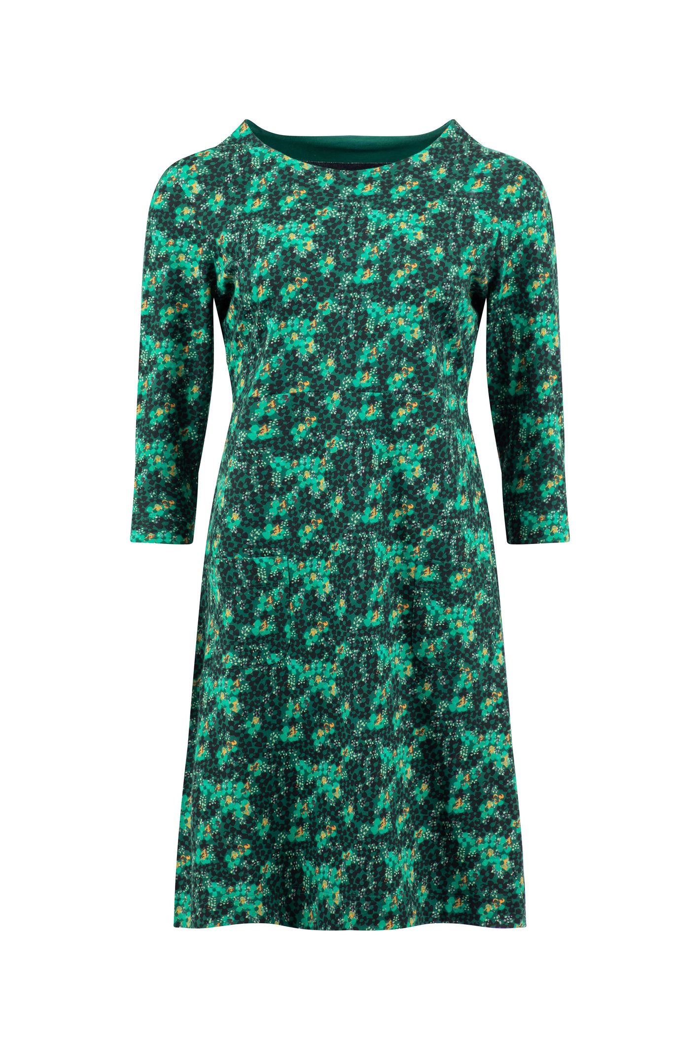Weird Fish Markle Organic Cotton Printed Sparkle Jersey Dress Forest Night