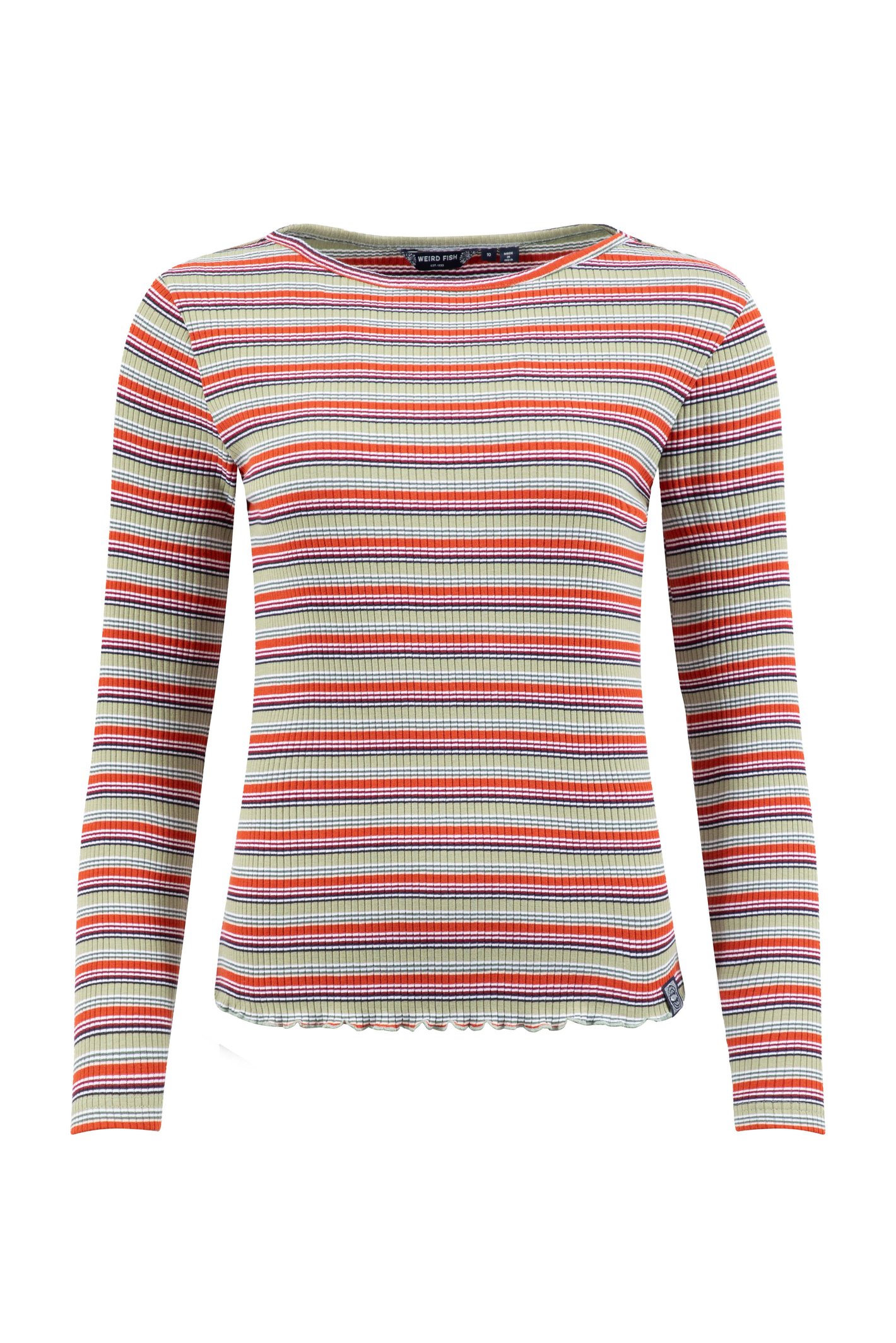 Weird Fish Thorne Ribbed Long Sleeve Top Garnet