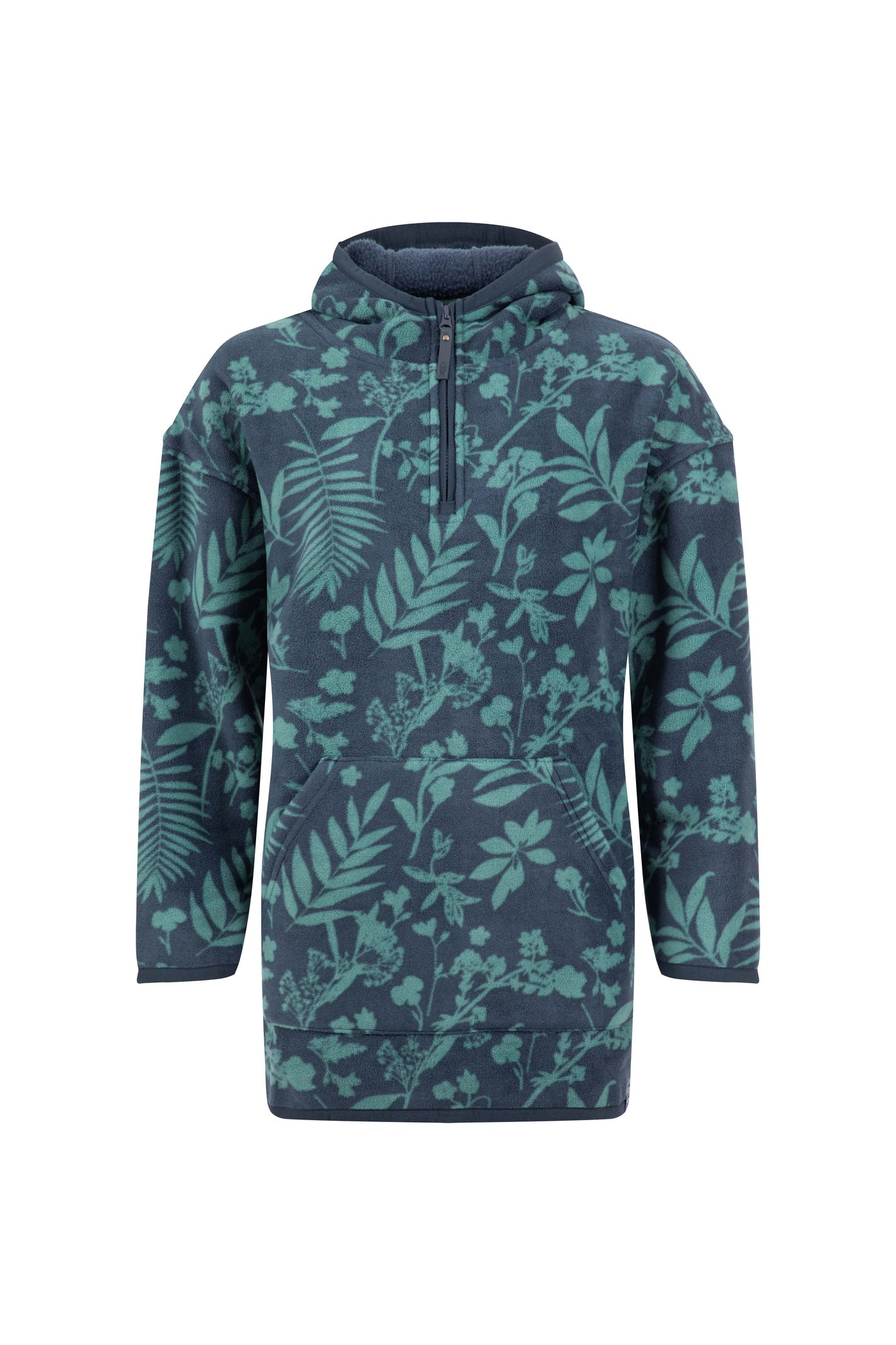 Weird Fish Ester Eco Printed Polar Popover Hoodie Green Ivy