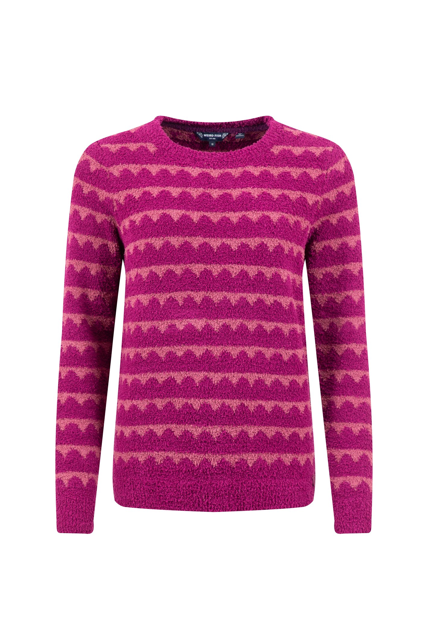 Weird Fish Tyla Cosy Knit Scalloped Jumper Purple Wine