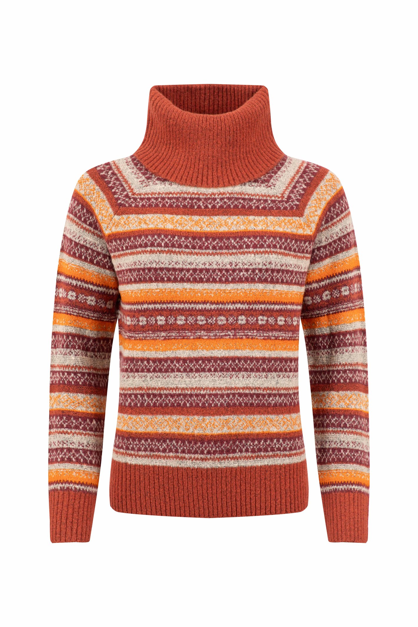 Weird Fish Annecy Fair Isle Roll Neck Jumper Rust Leaves
