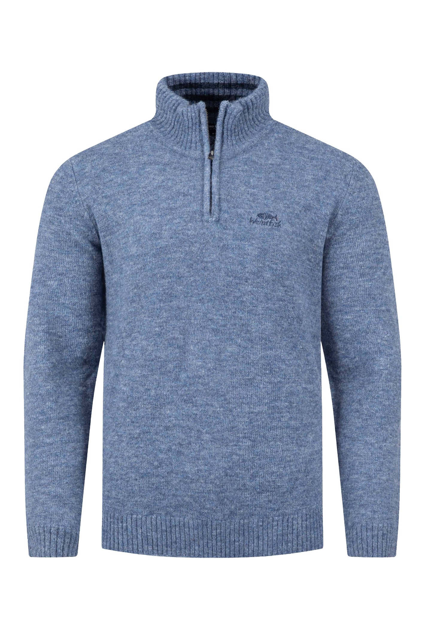 Weird Fish Altwood 1/4 Zip Jumper Pale Denim