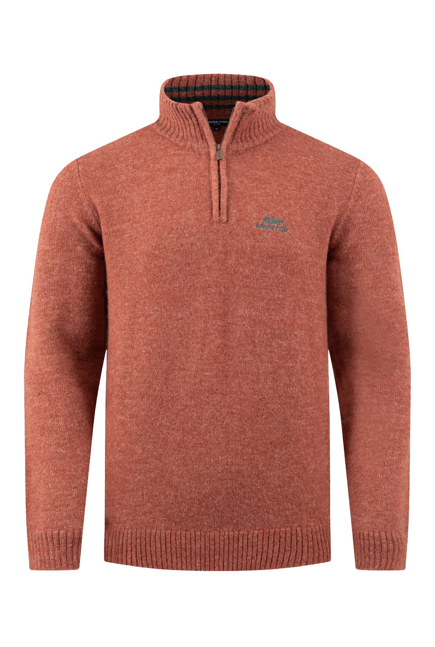 Weird Fish Altwood 1/4 Zip Jumper Rust Leaves