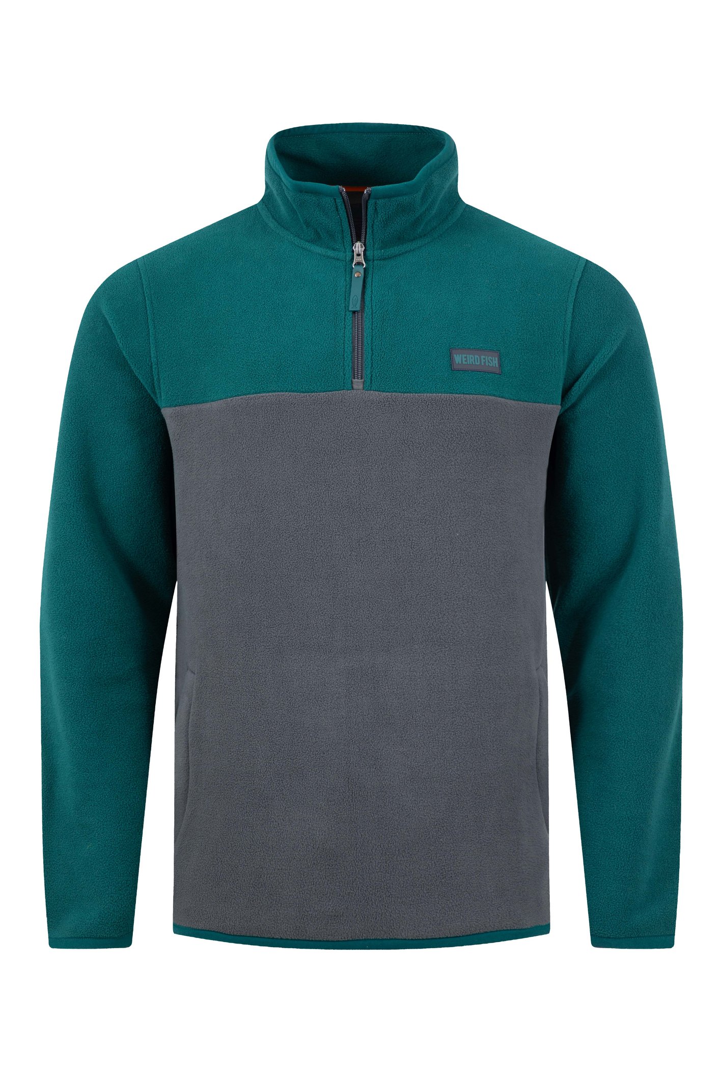 Weird Fish Tristan 1/4 Zip Colour Block Microfleece Cedar Green