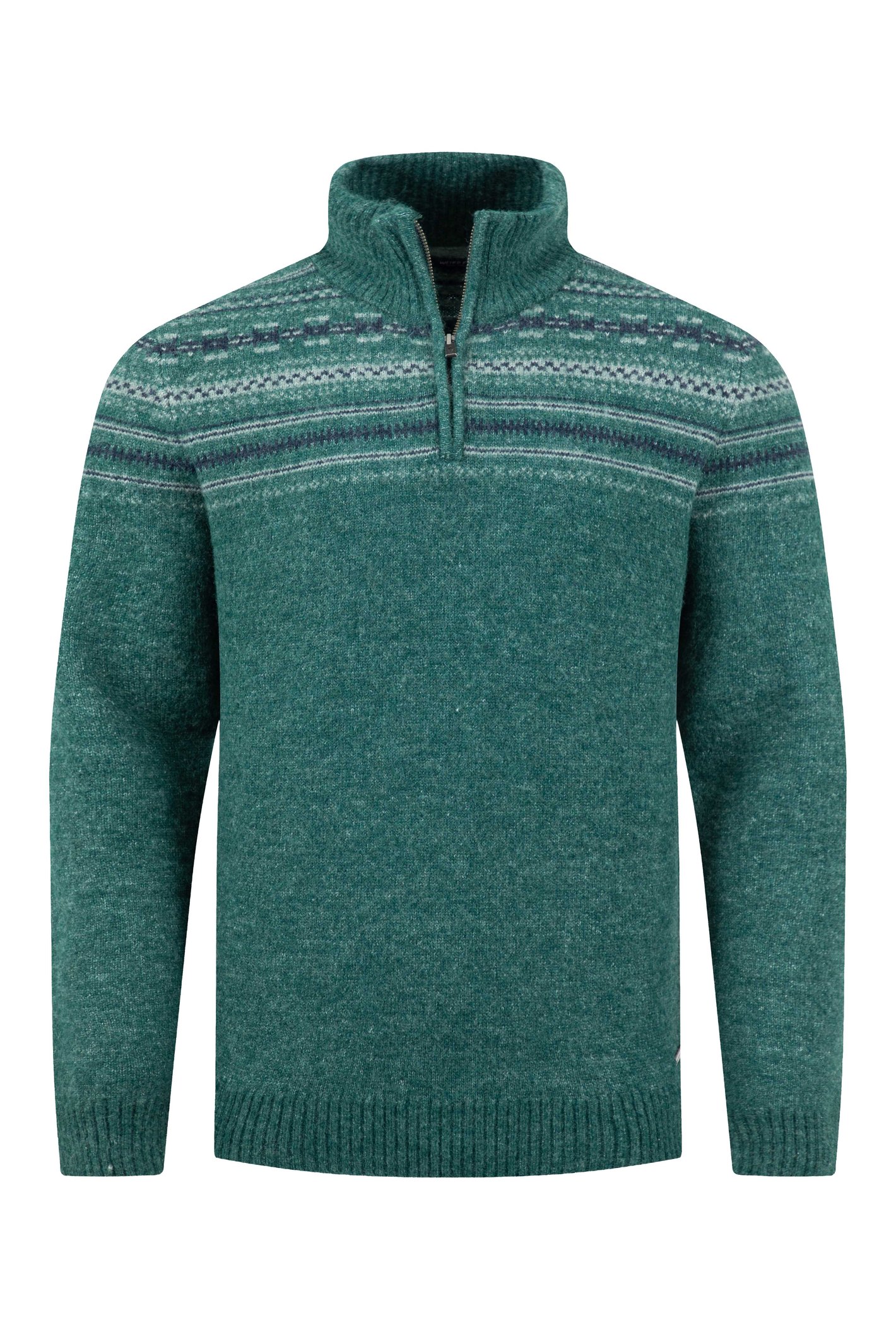 Weird Fish Larner 1/4 Zip Fair Isle Jumper Deep Teal