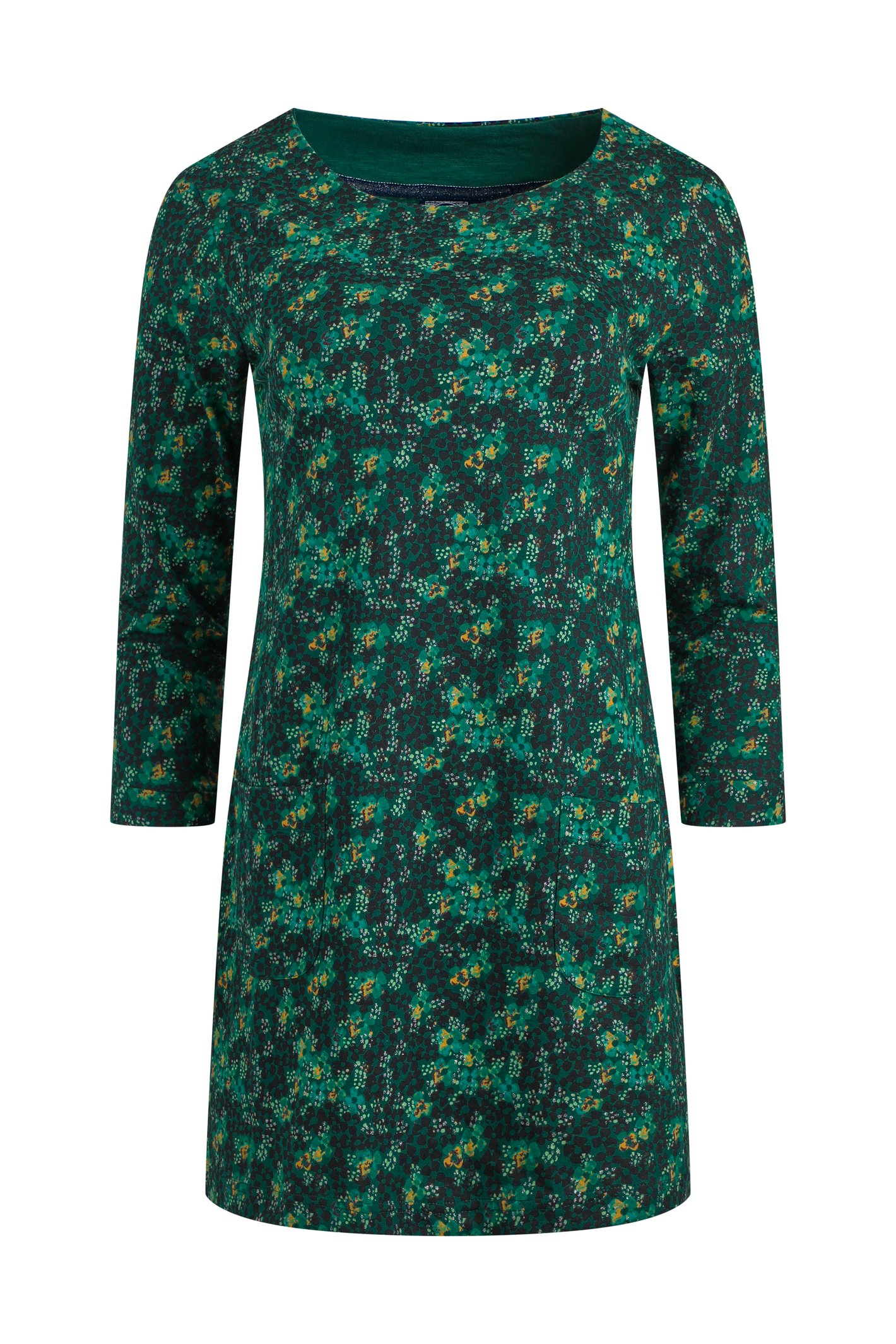 Weird Fish Dandy Printed Sparkle Jersey Tunic Forest Green
