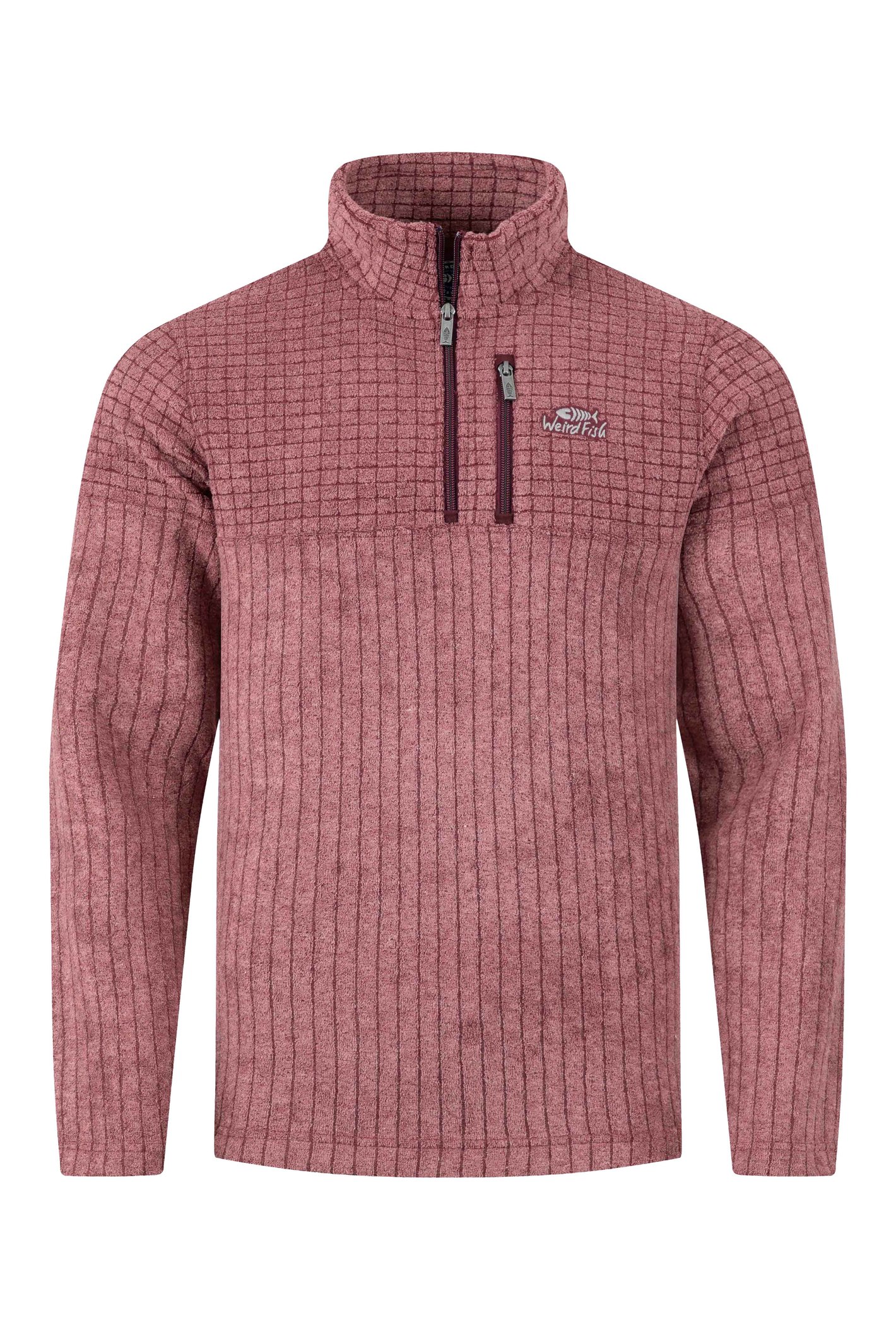 Weird Fish Longmont 1/4 Zip Stripe Grid Fleece Port