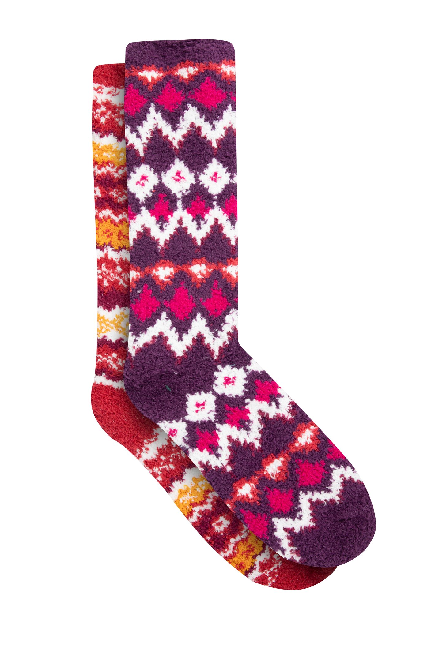 Weird Fish Park Fluffy Socks 2 Pk Rust Leaves-7