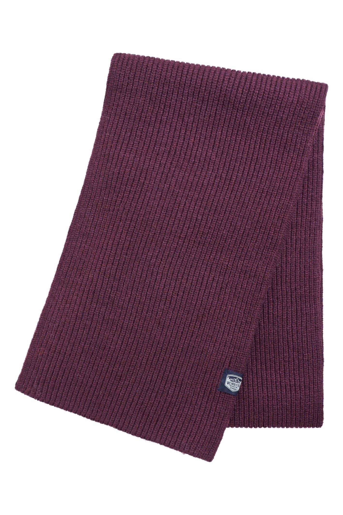 Weird Fish Stornoway Ribbed Scarf Aubergine