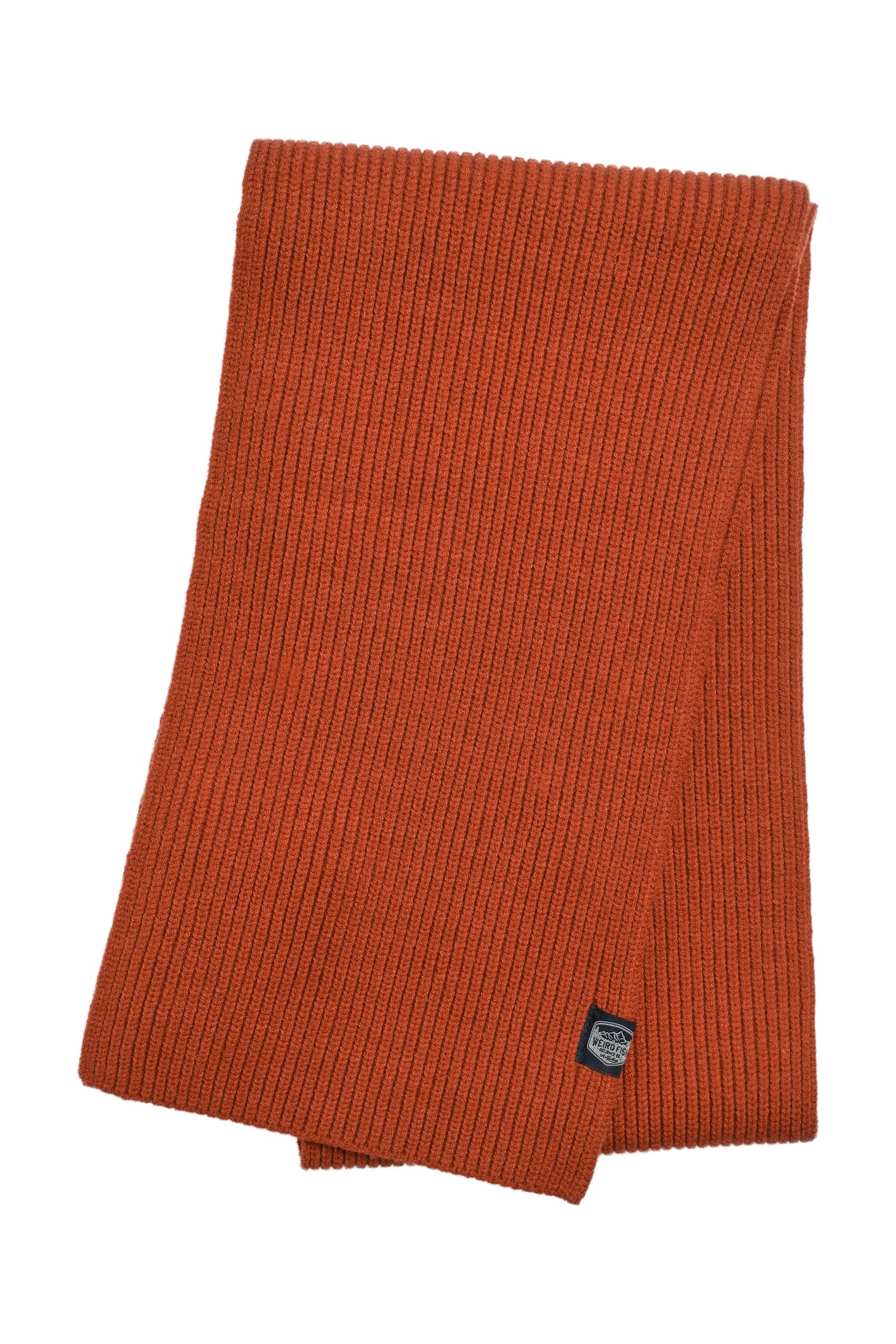 Weird Fish Stornoway Ribbed Scarf Rust Leaves