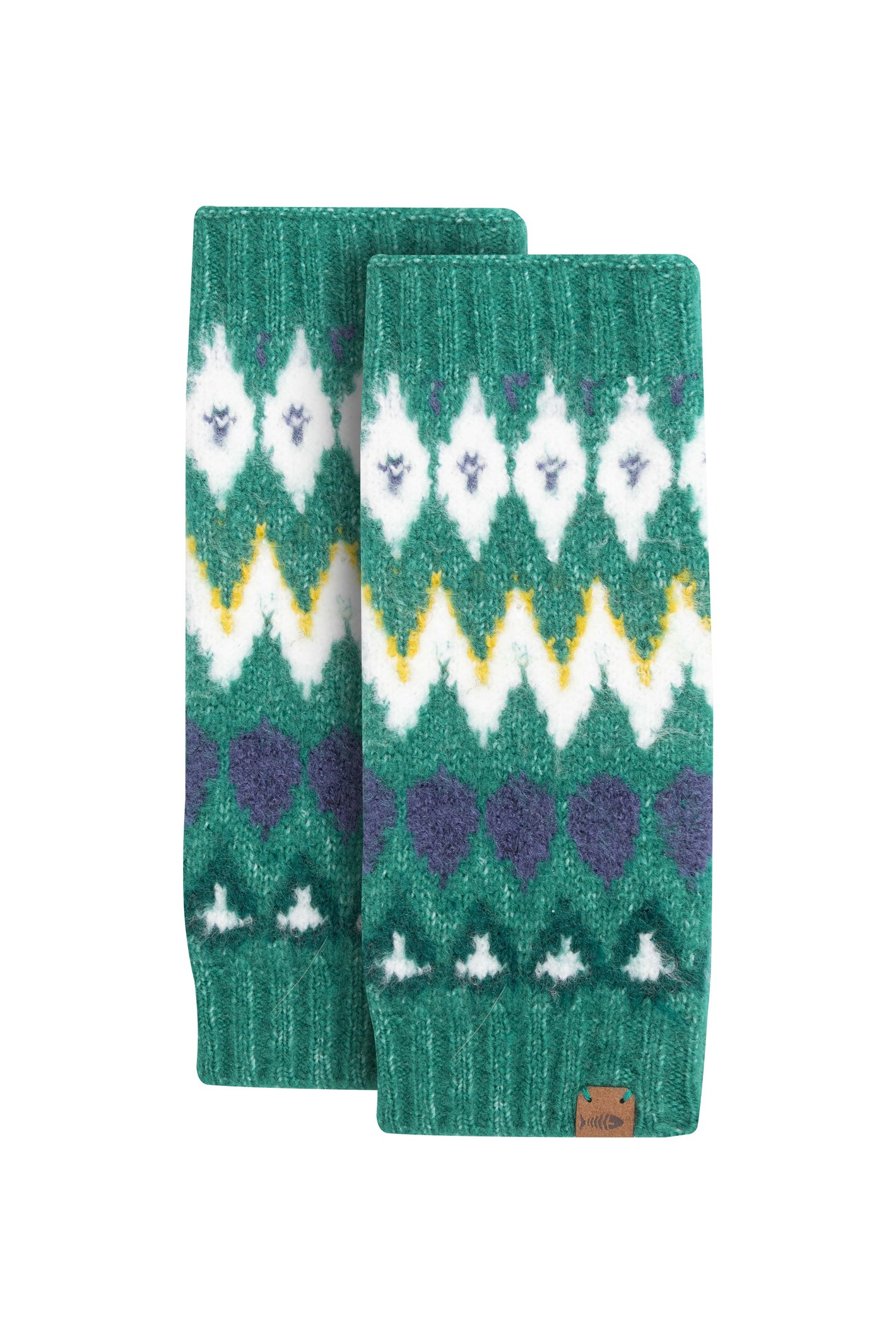 Weird Fish Shutt Fair Isle Wrist Warmers Green Ivy