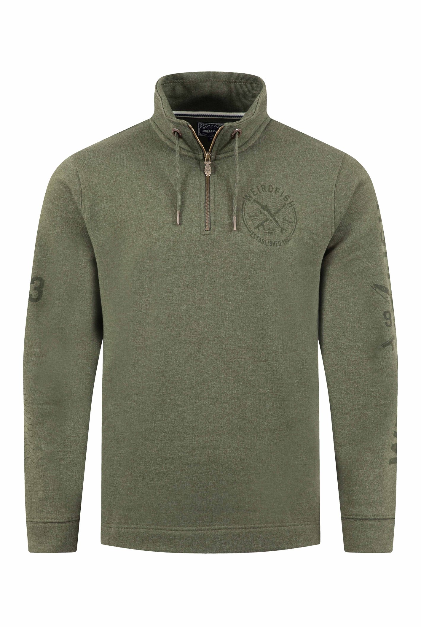 Oakville Eco 1/4 Zip Graphic Sweatshirt Navy | Weird Fish