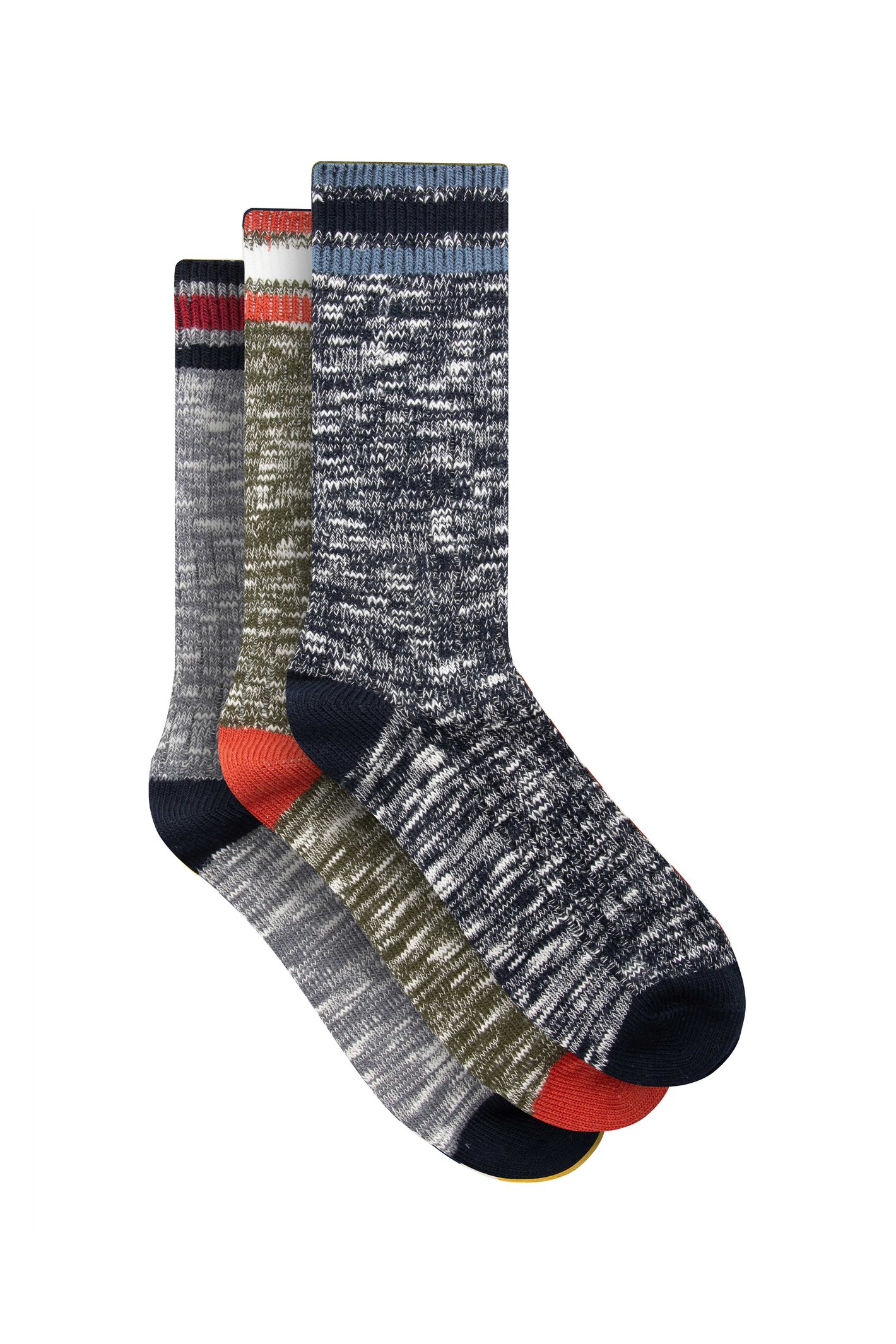 Weird Fish Fernvale Striped Boot Sock 3pk Navy Size 7-11