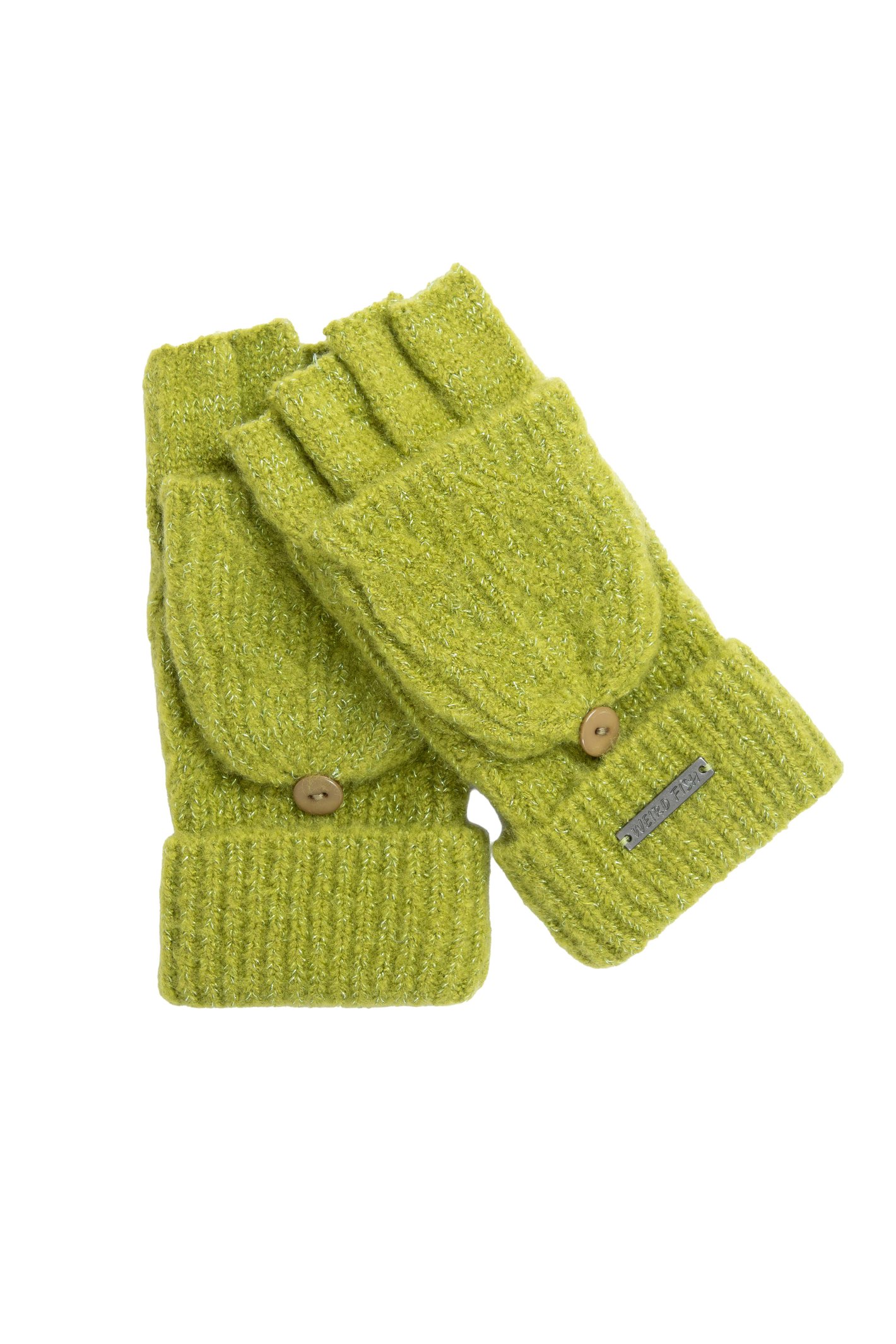 Weird Fish Cassell Sparkle Fingerless Gloves Woodbine