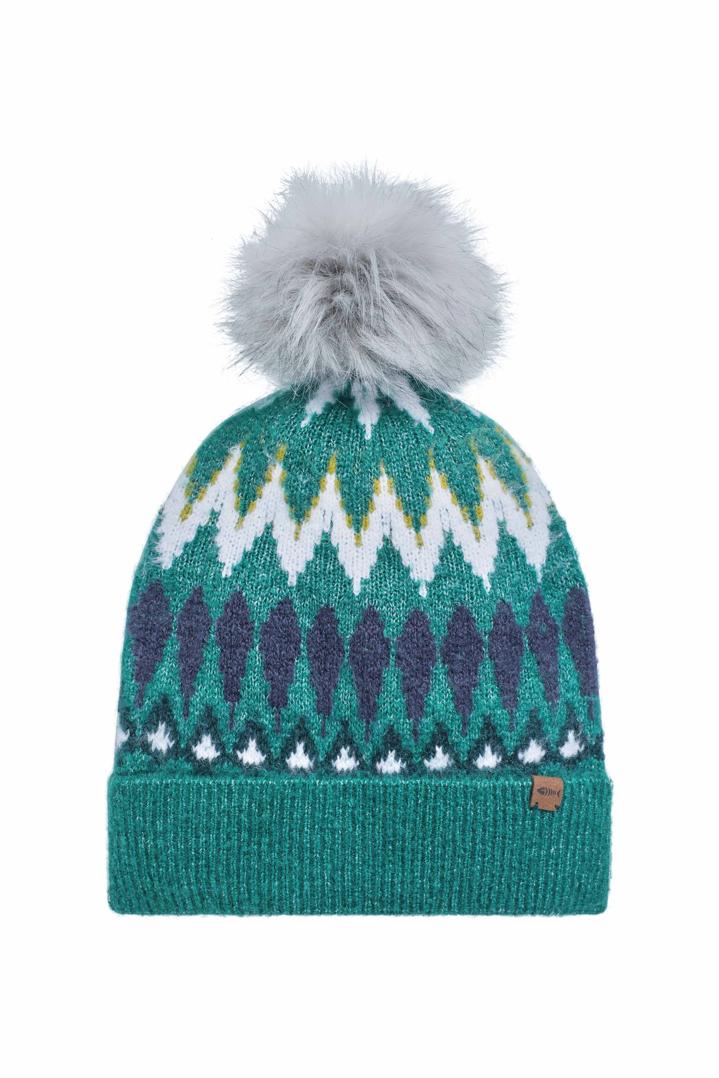 Weird Fish Frady Fair Isle Bobble Hat GreenIvy