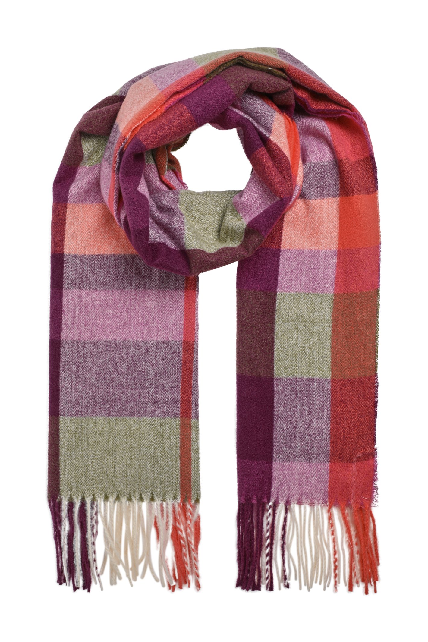 Weird Fish Badida Brushed Check Scarf Beet