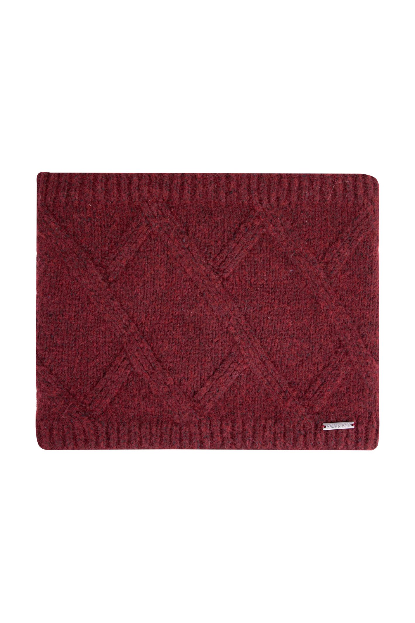 Weird Fish Candy Cable Knitted Faux Fur Lined Snood Garnet