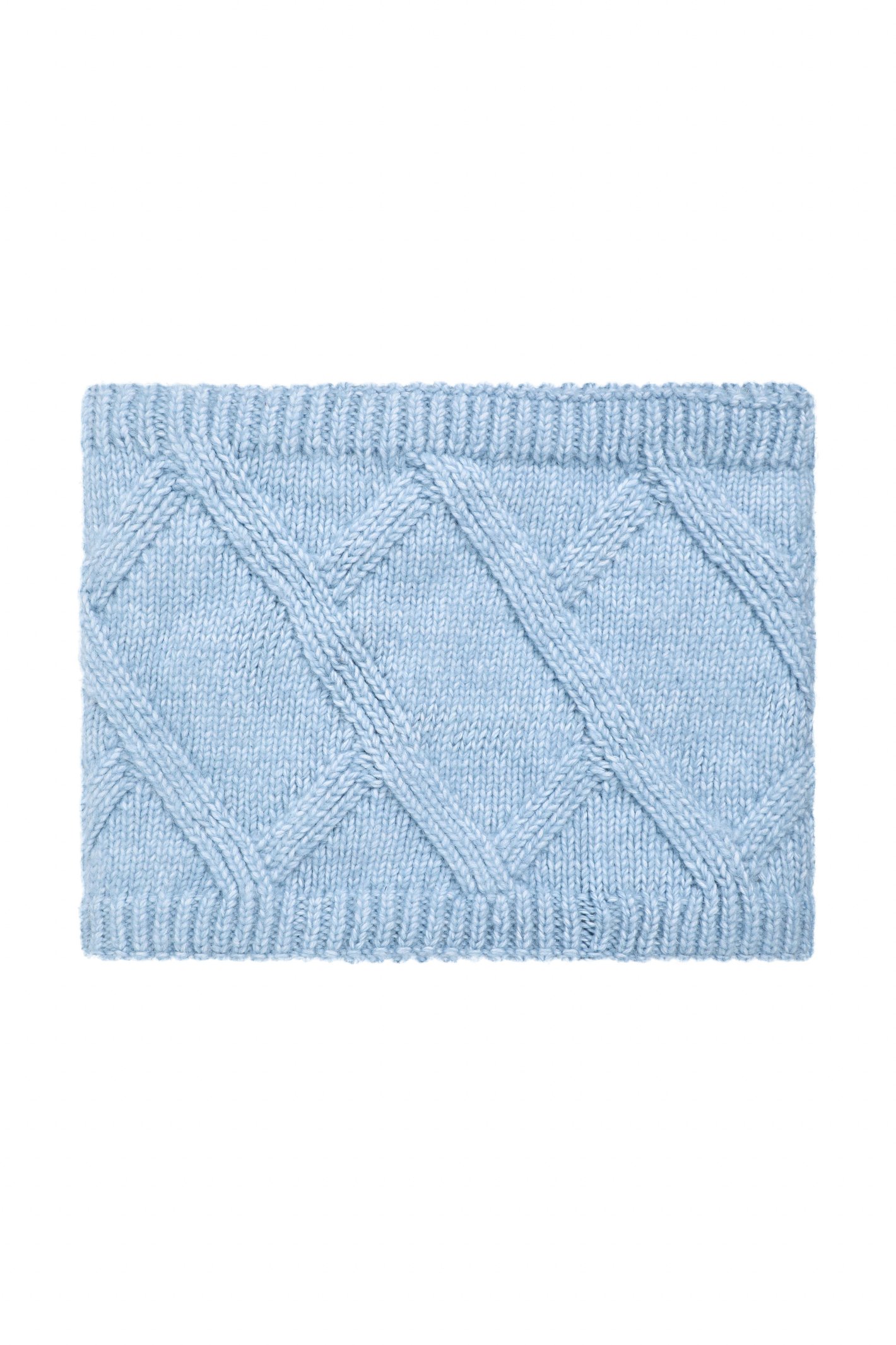Weird Fish Candy Cable Knitted Faux Fur Lined Snood Lake Blue