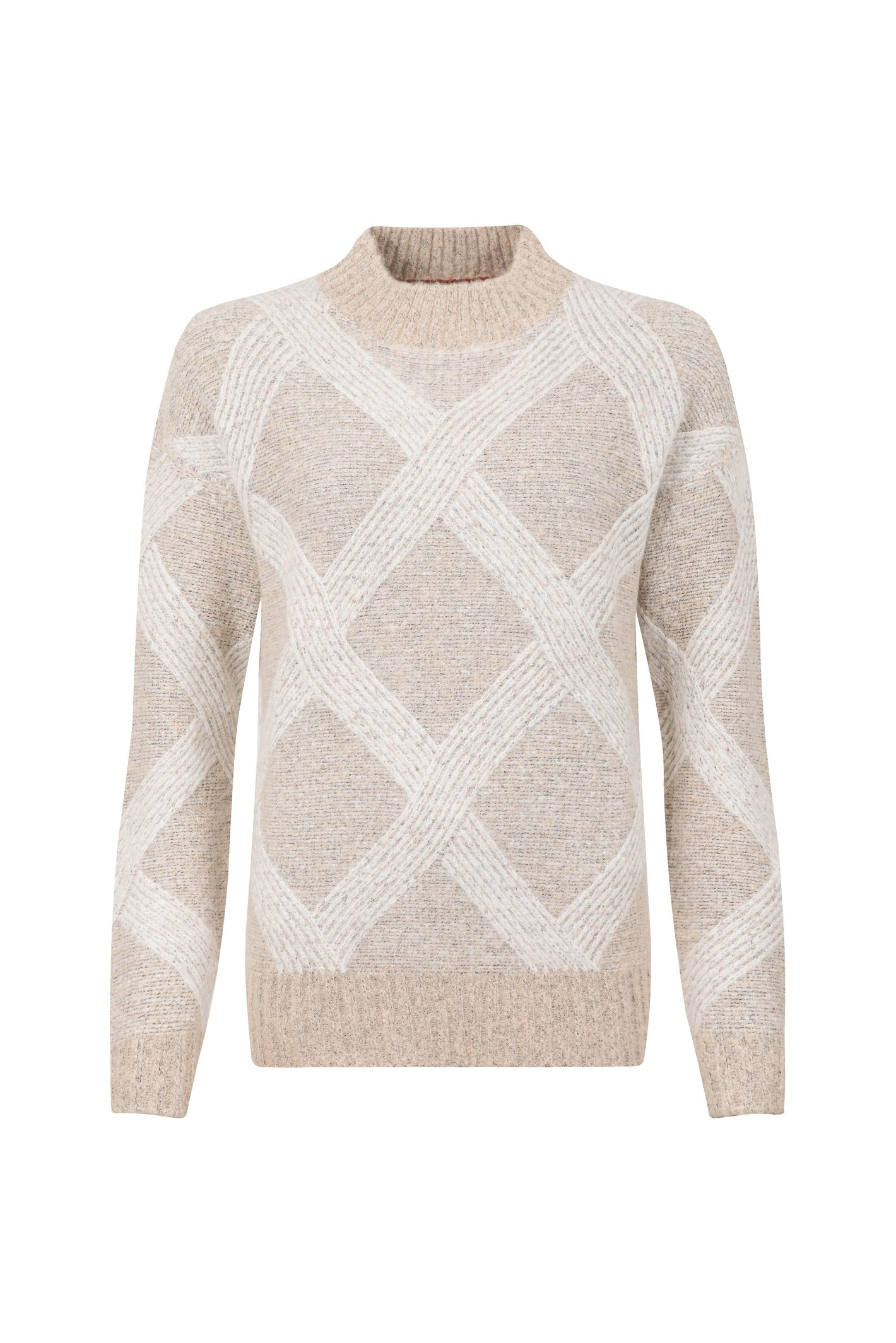 Weird Fish Darlyn Diamond Ribbed Jumper Chalk
