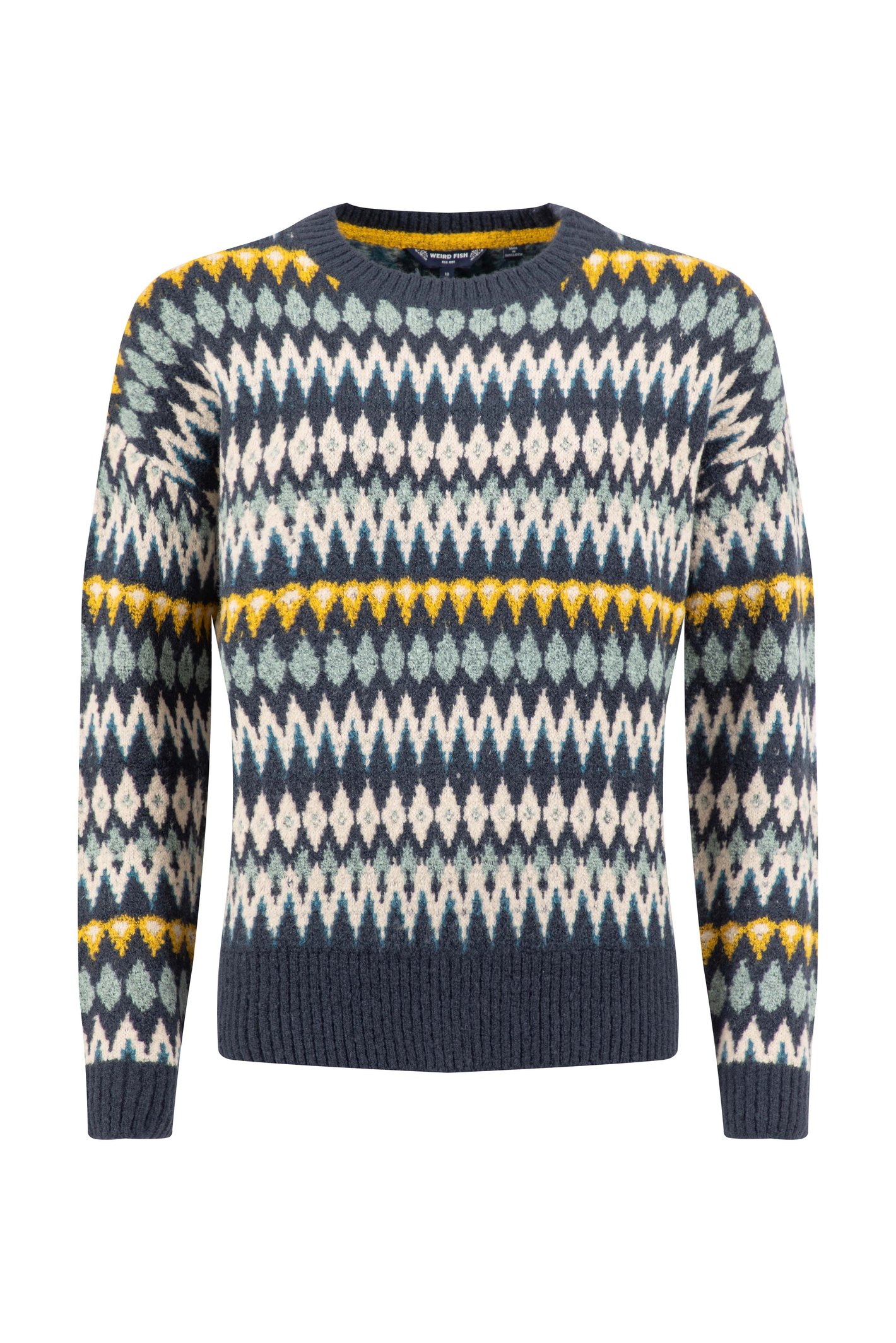 Weird Fish Ella Fair Isle Crew Neck Jumper Midnight