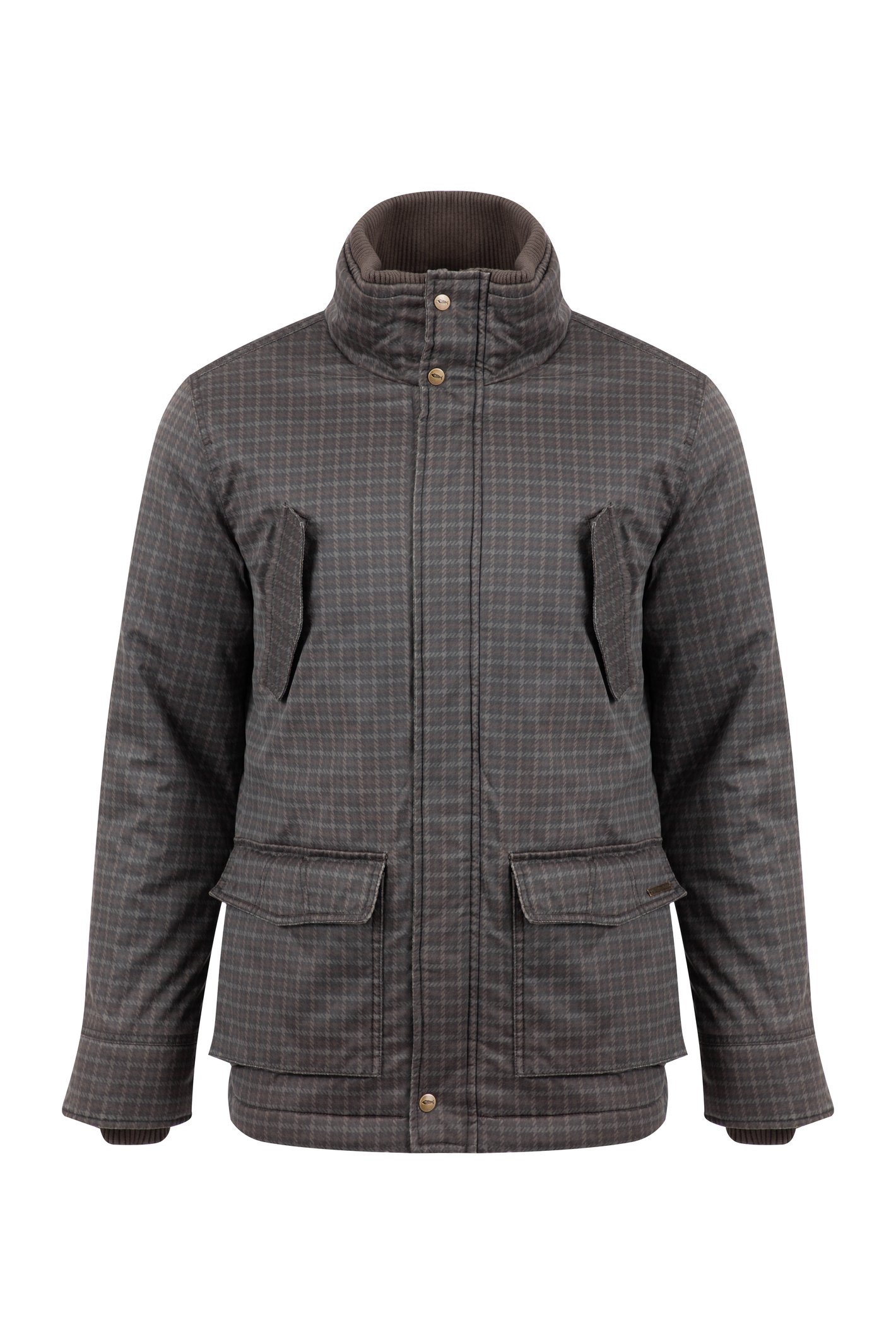 Weird Fish Thunderman Printed Wadded Field Jacket Brown