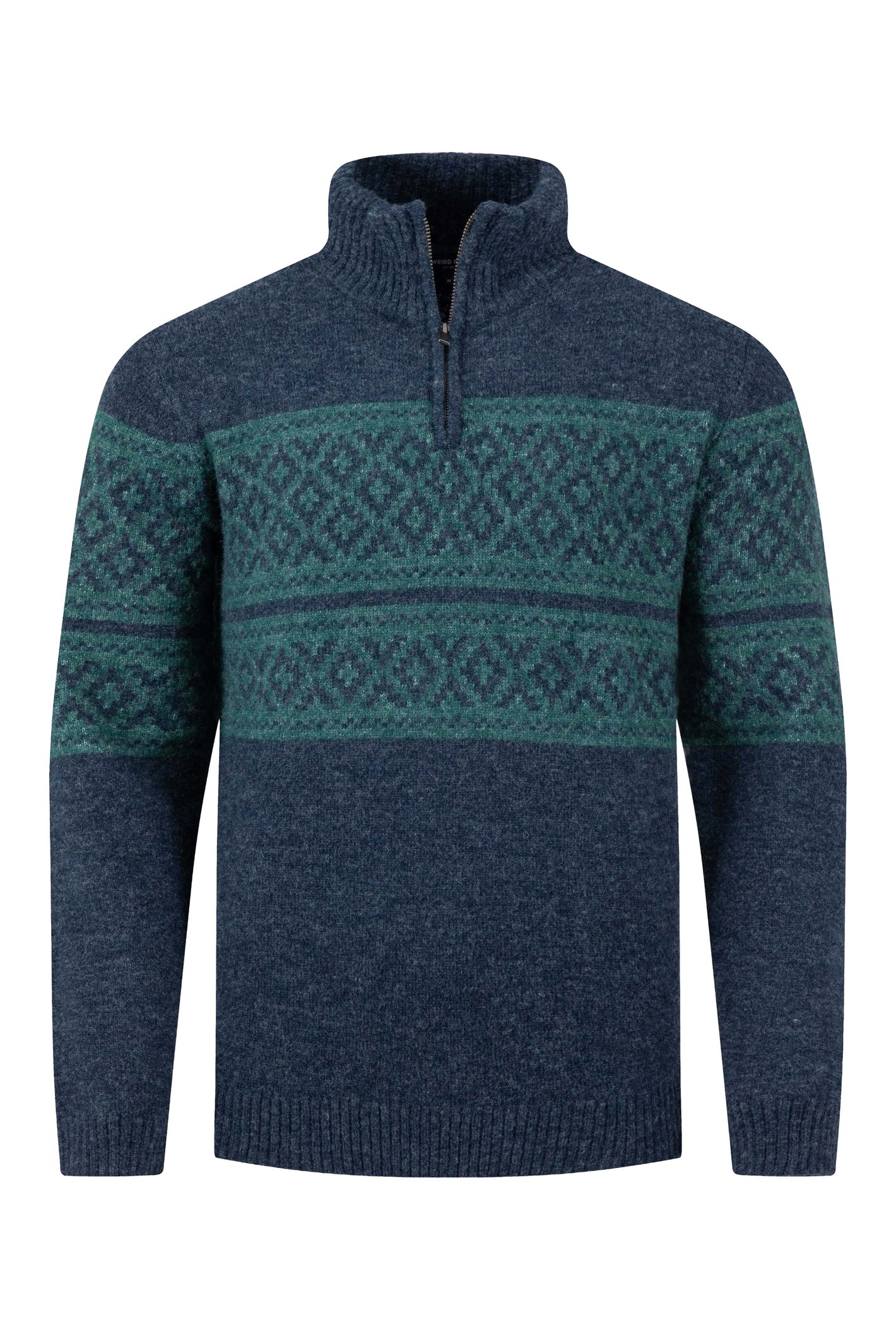Weird Fish Kilnworth 1/4 Zip Fair Isle Jumper Navy