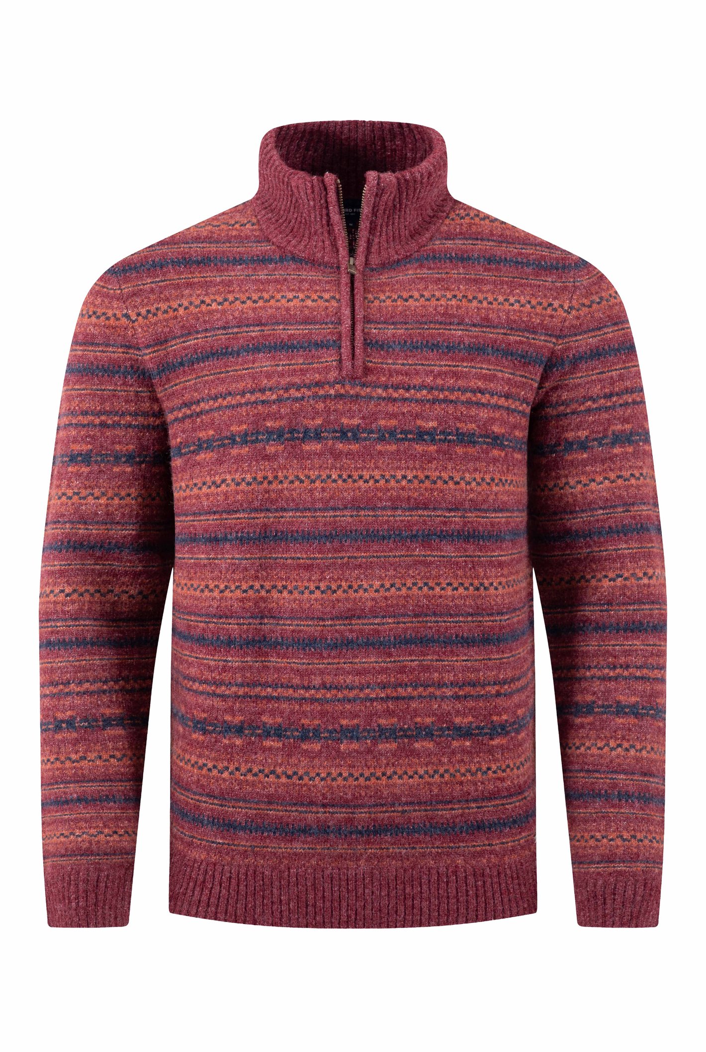 Weird Fish Larwill 1/4 Zip Fair Isle Jumper Garnet