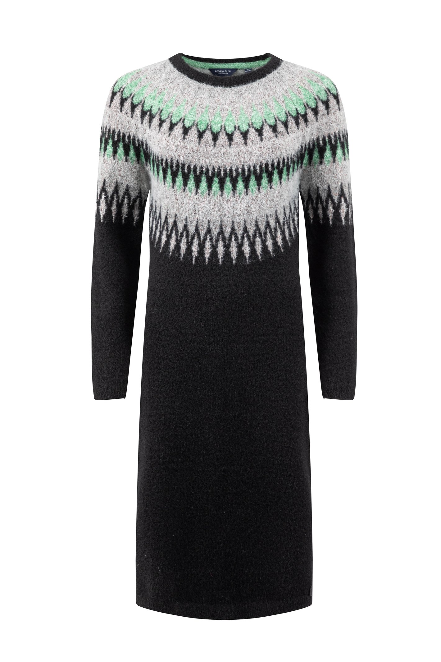 Weird Fish Amren Fair Isle Sparkle Knitted Dress Black