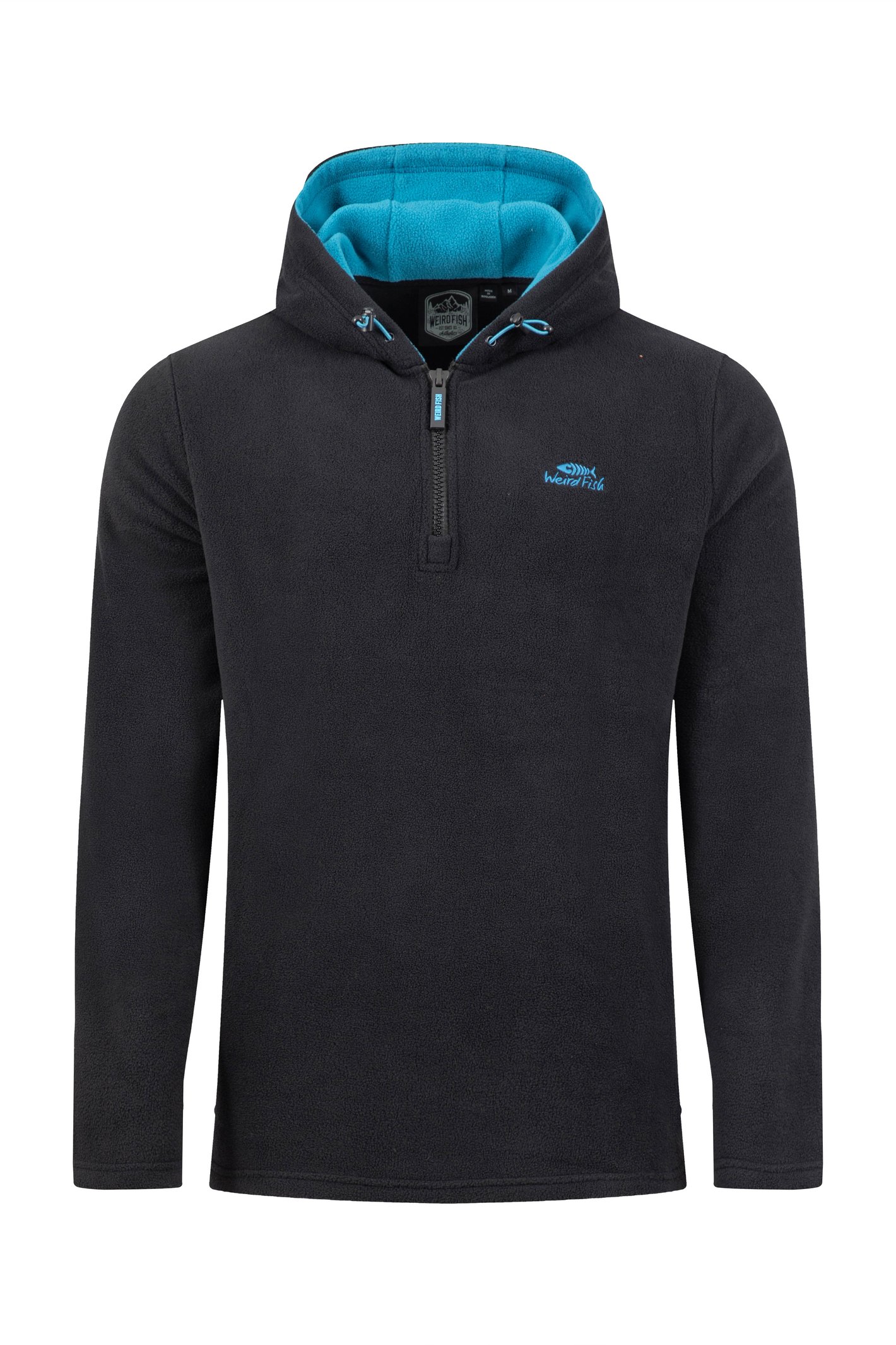 Weird Fish Gervase 1/4 Zip Microfleece Hoodie Black Size XL