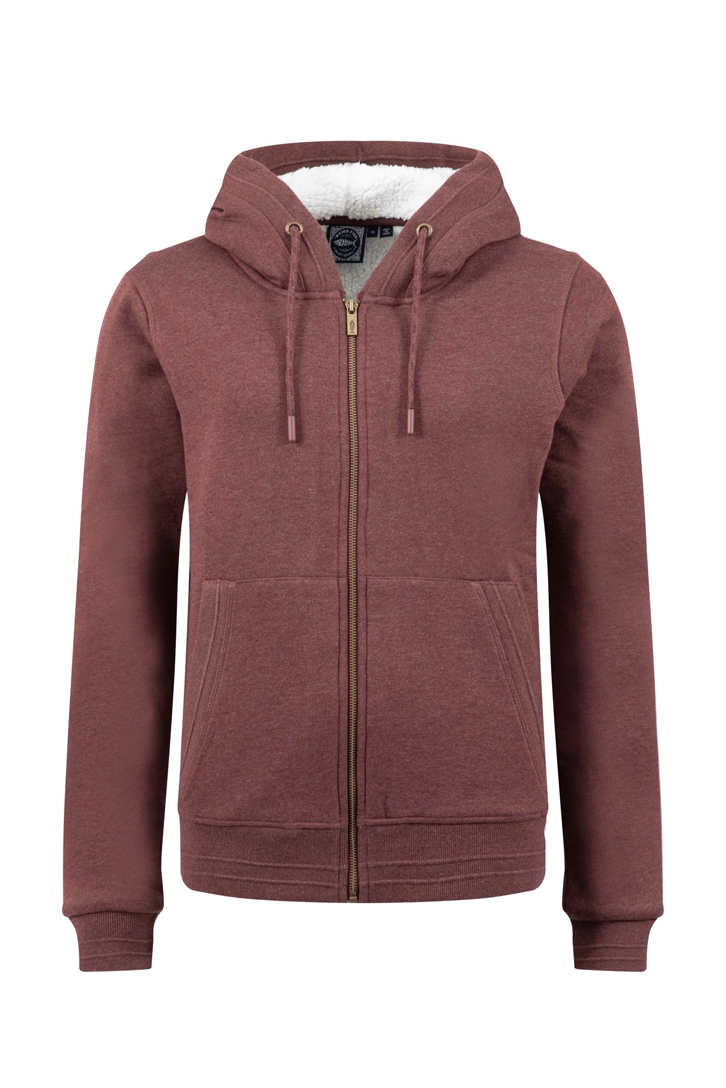 Weird Fish Sevanna Borg Lined Jersey Hoodie Bitter Chocolate