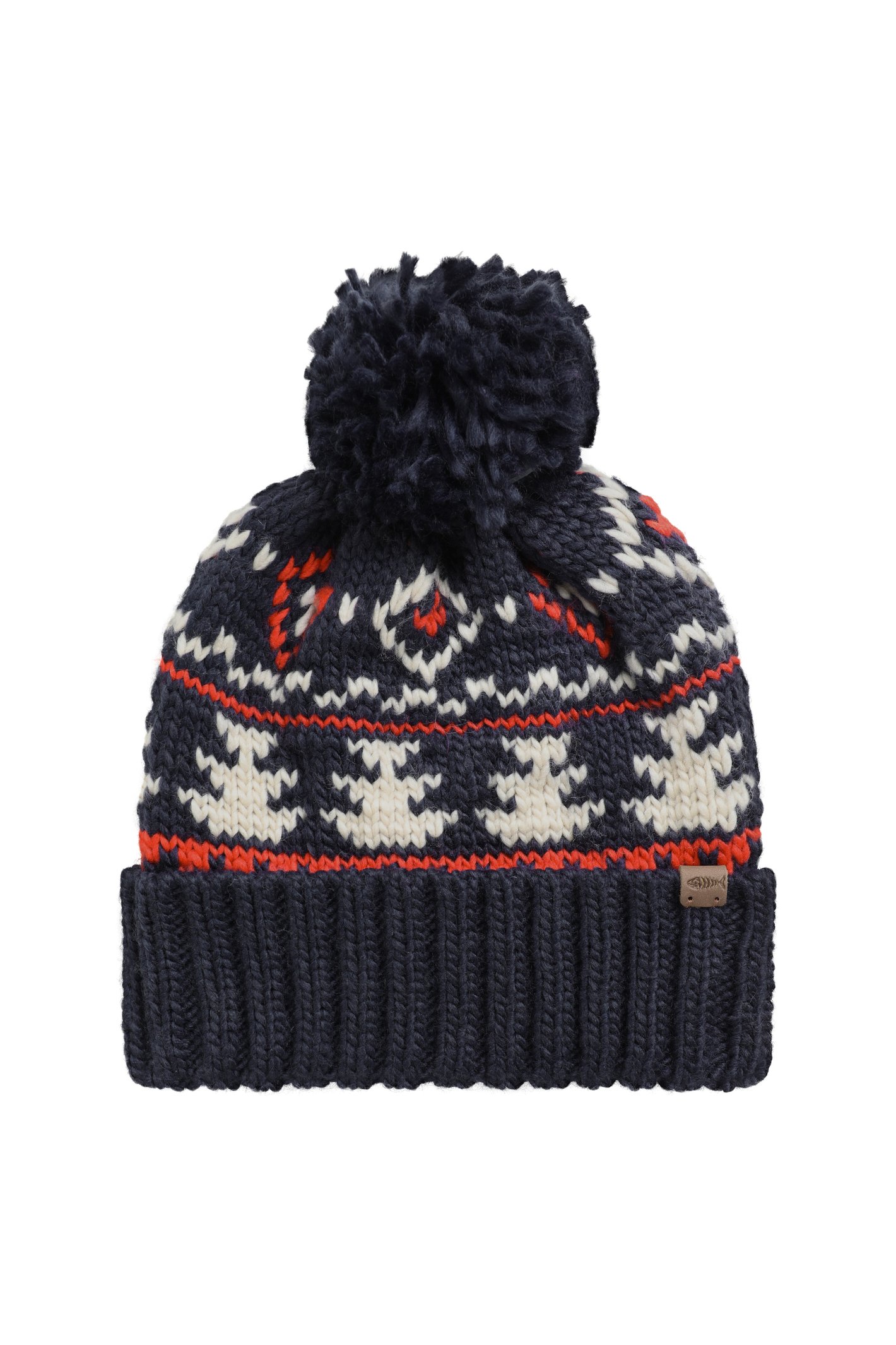 Weird Fish Scotsdale Fair Isle Bobble Hat Navy