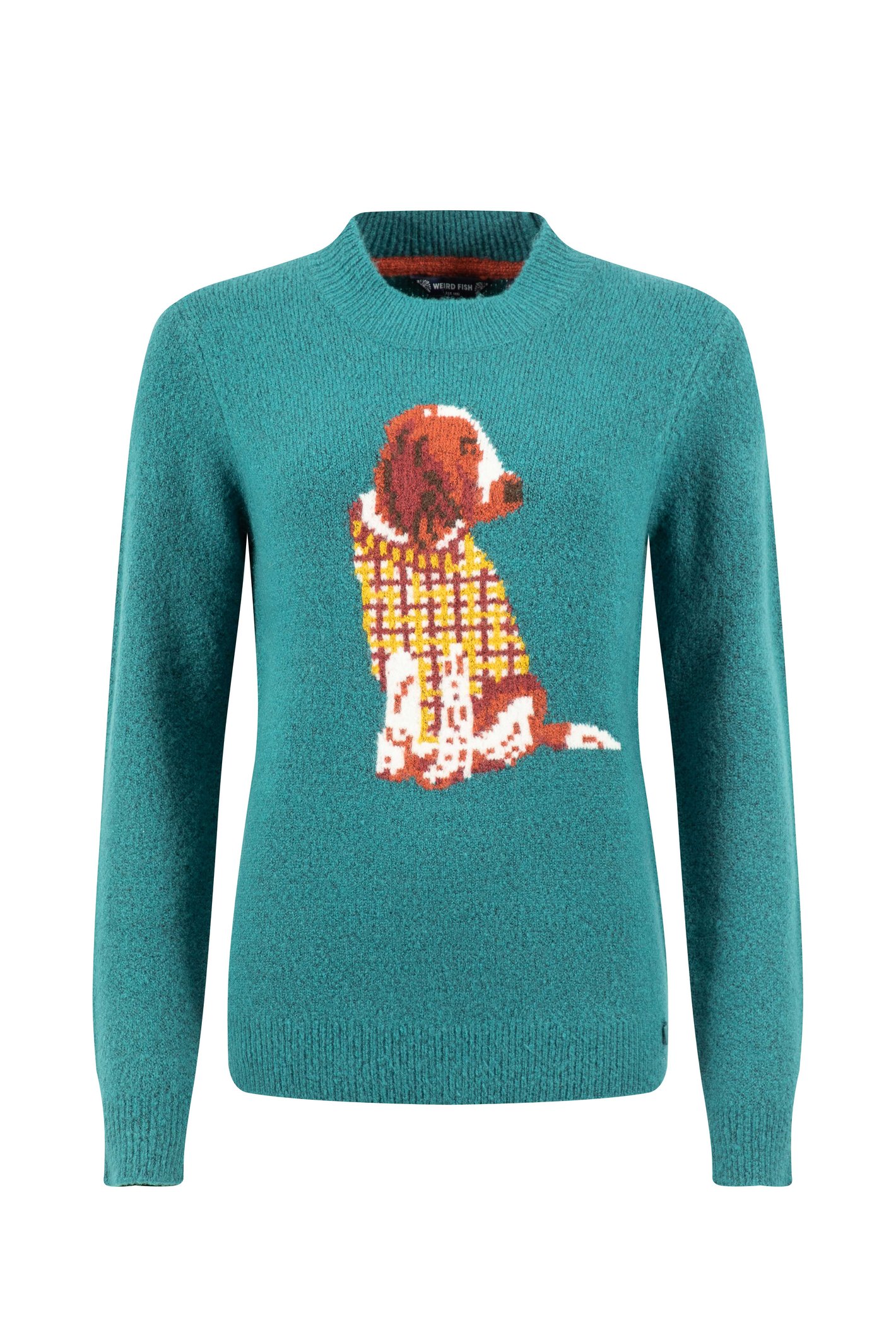 Weird Fish Lotipot Intarsia Knitted Jumper Deep Teal
