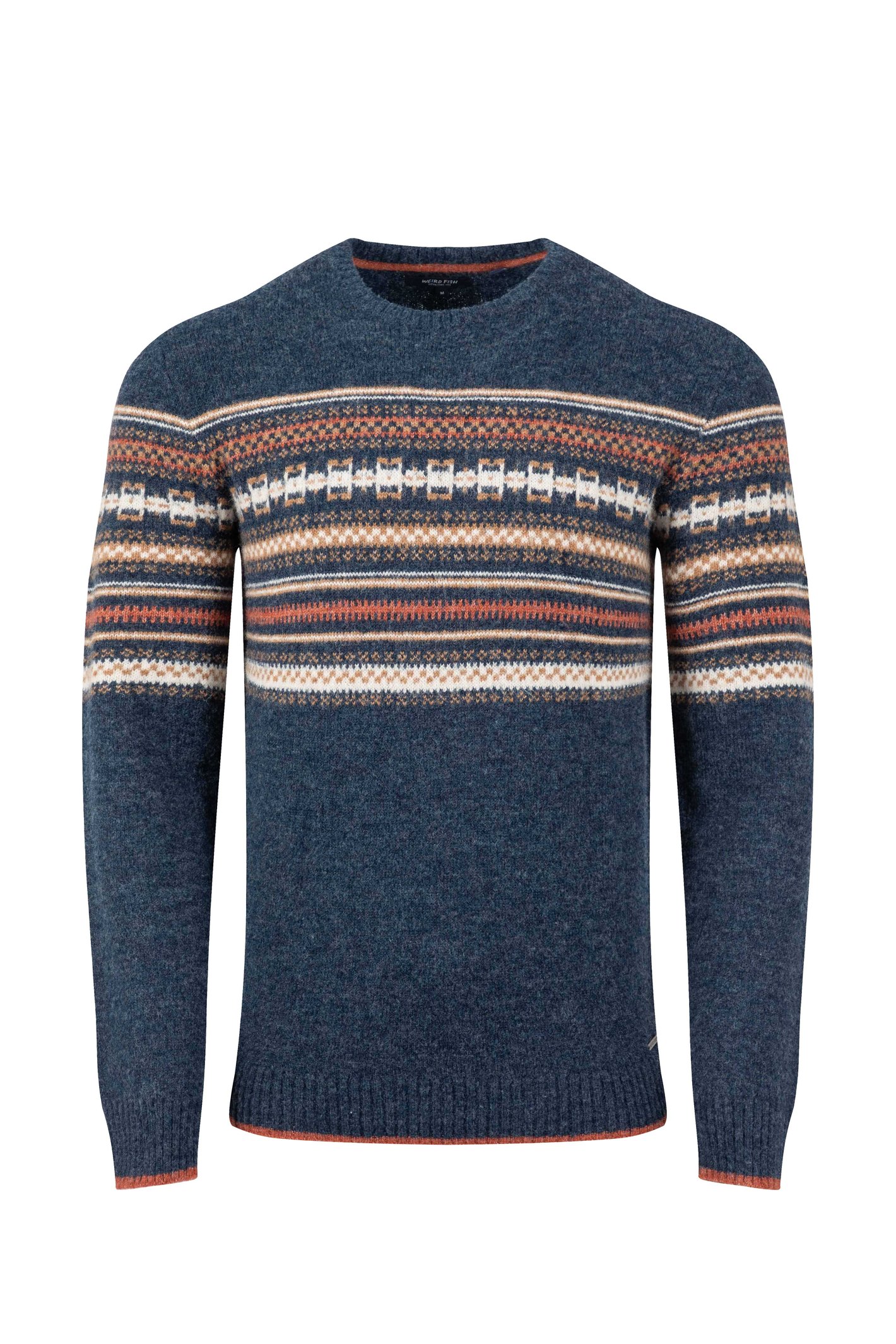 Weird Fish Orson Fair Isle Crew Neck Jumper Midnight