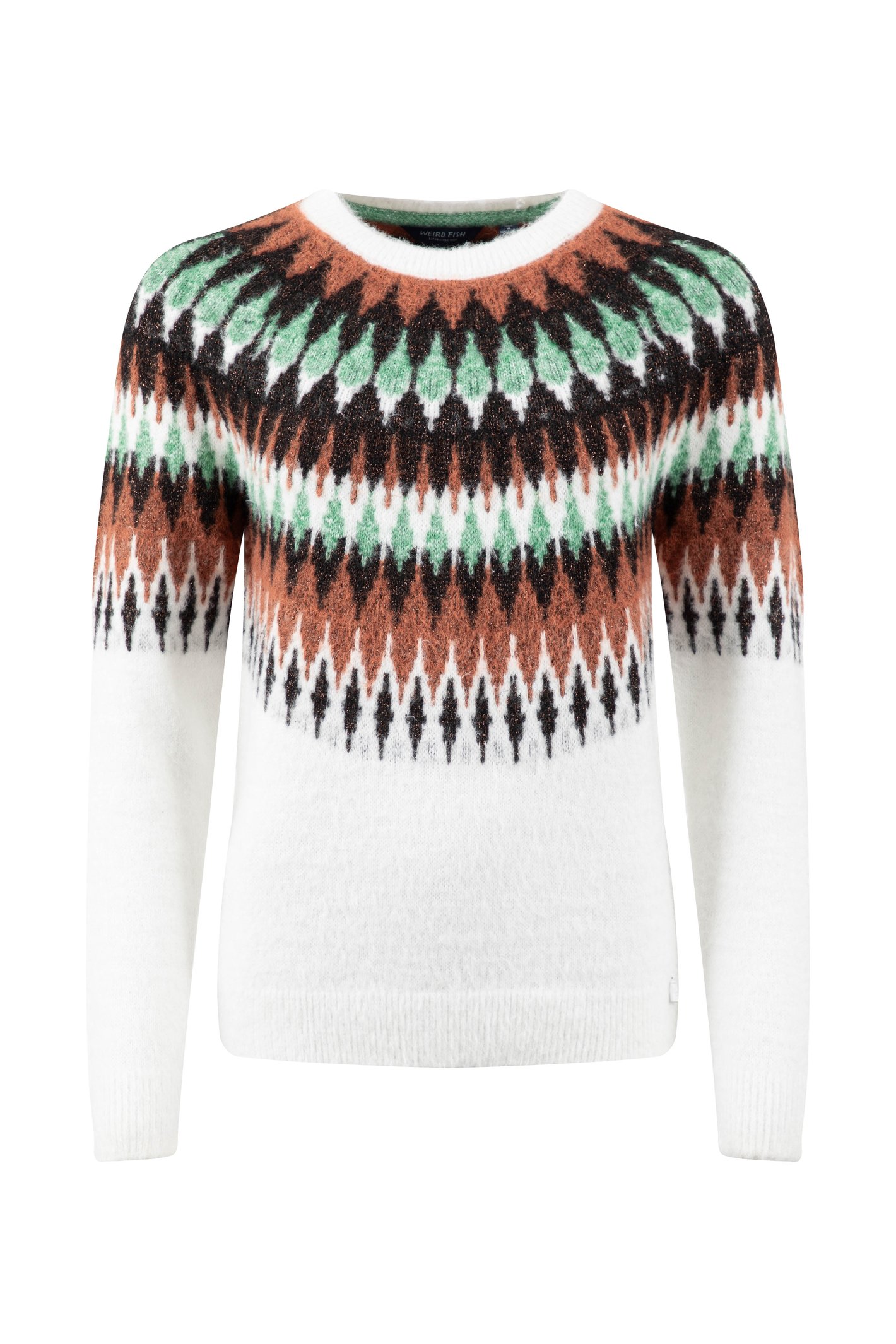 Weird Fish Cedar Metallic Fair Isle Jumper Off White