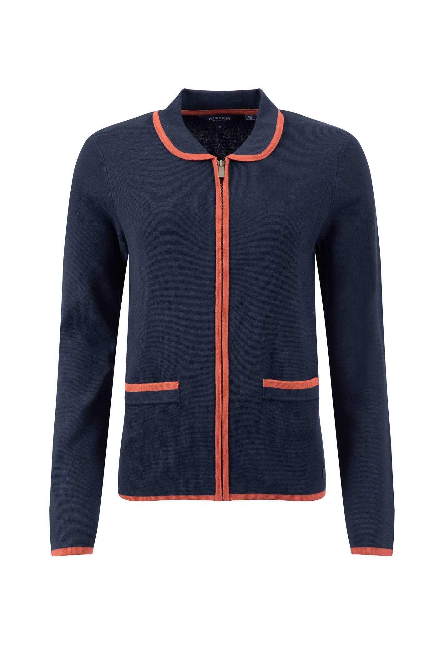 Weird Fish Jess Fine Knit Zip Through Cardigan Midnight