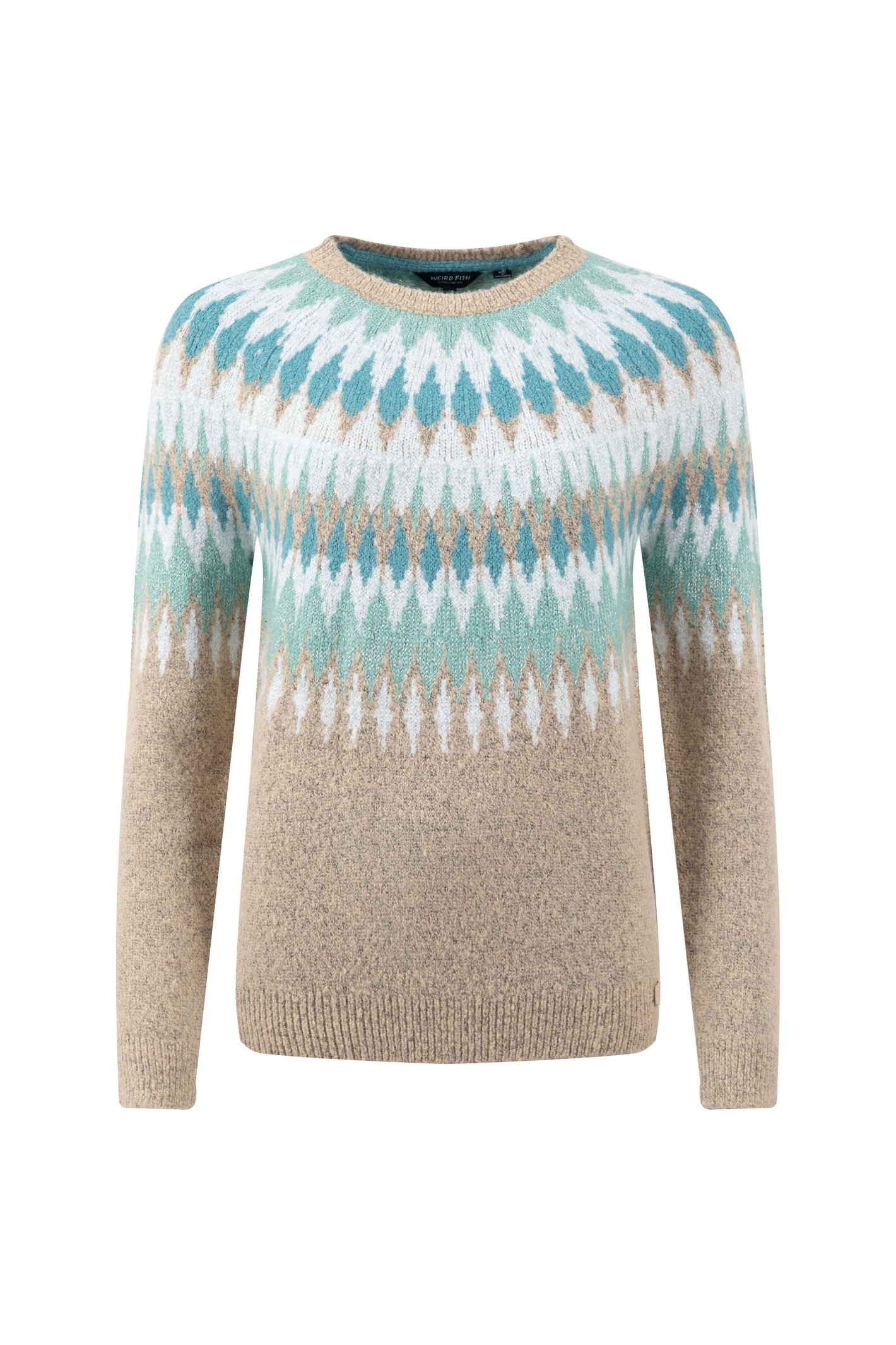 Weird Fish Kelli Fair Isle Sparkle Knitted Jumper Chalk